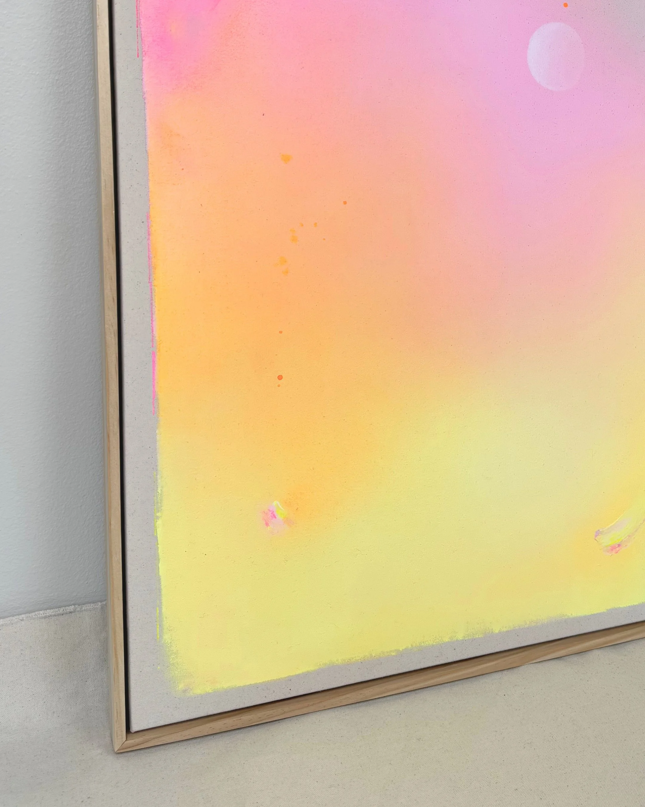 A close-up shot of an artwork from the *Michigan Sun* series in pink, orange and yellow
