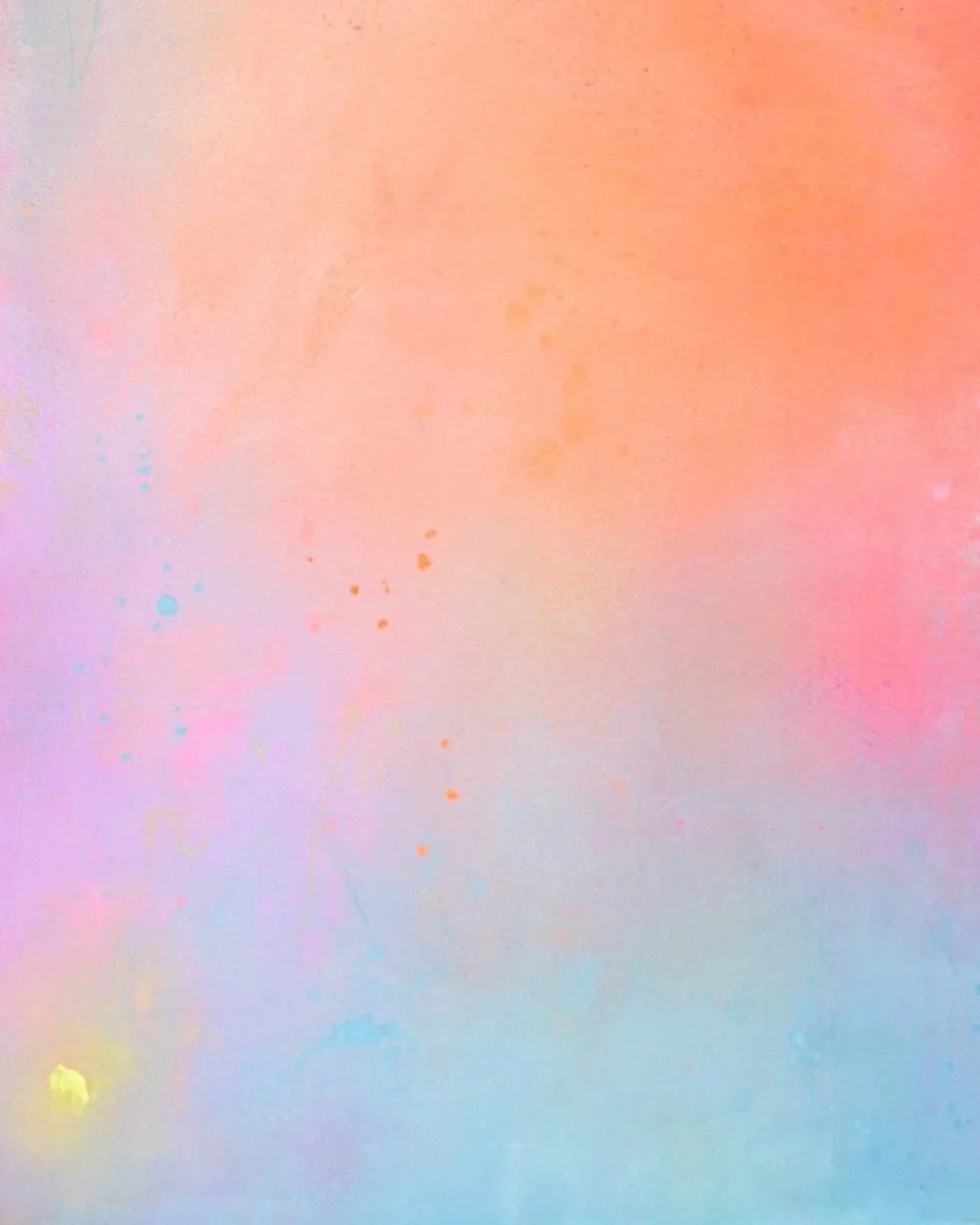Macro detail shot of Bloom in Waterlight, focusing on the calm, floating movement of pink and orange paint blending into clear turquoise hues by Vanessa Ochi