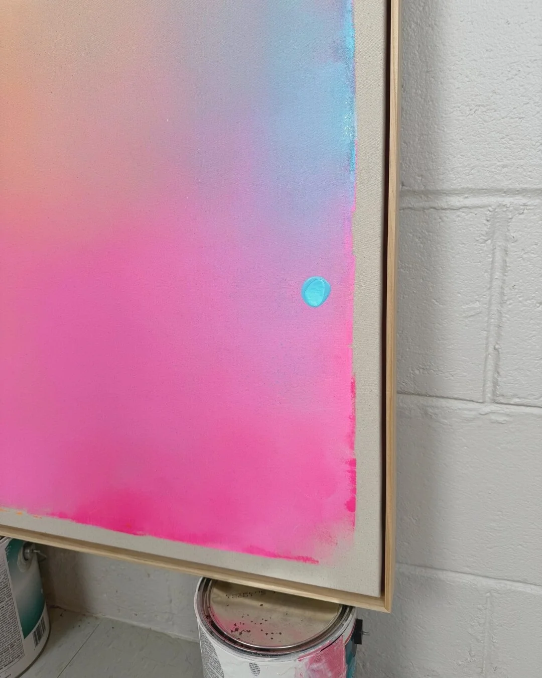 A close-up shot of an artwork from the *Michigan Sun* series in pink, orange and blue