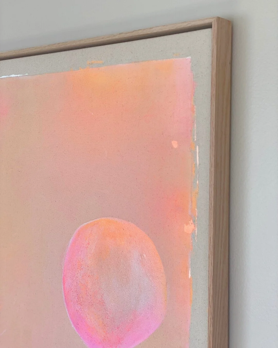 Side view of a section of the "Dream Bubble" artwork. The image features pink and orange bubbles against a beige-orange background.