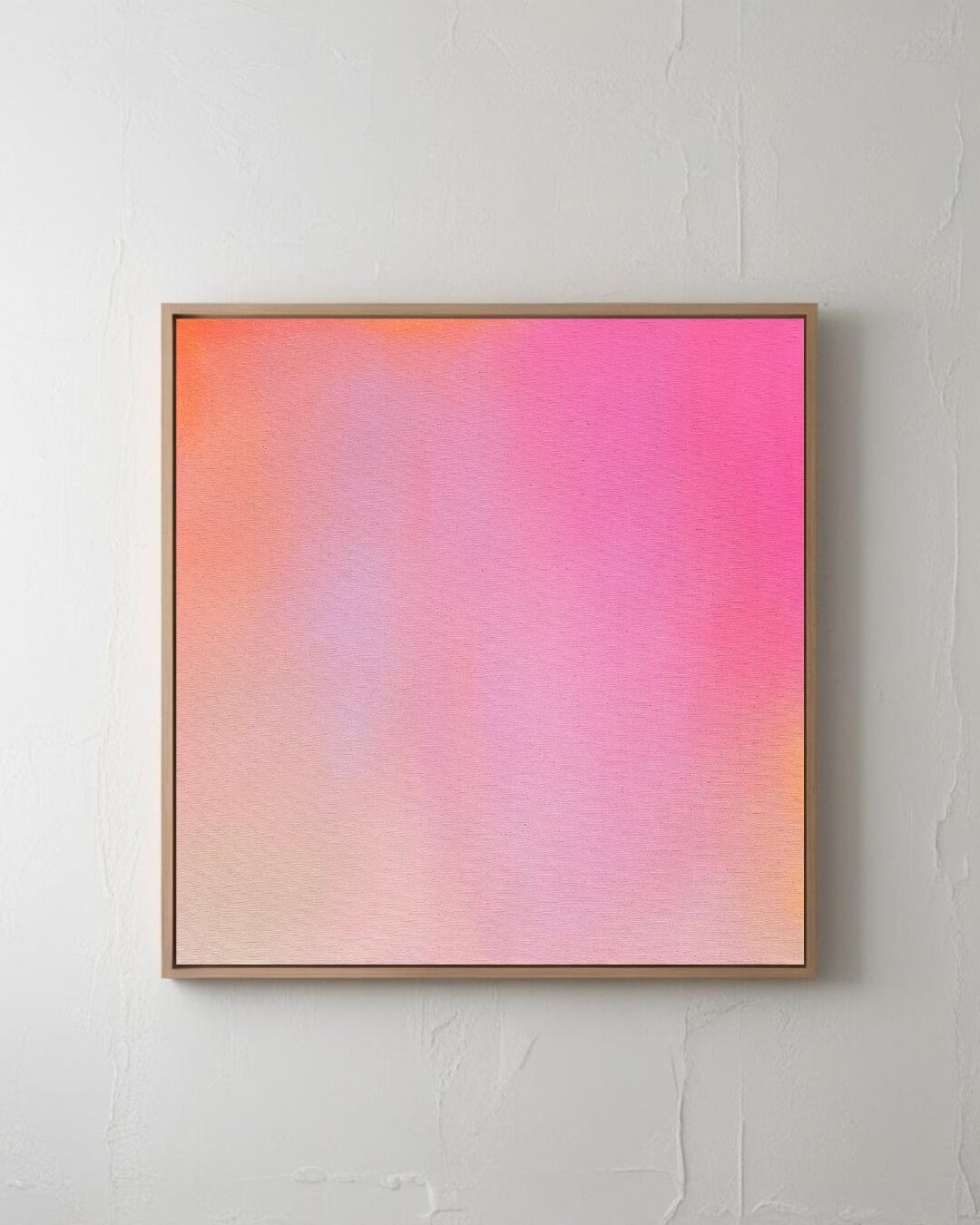 pink gradient artwork hanging on wall, mockup