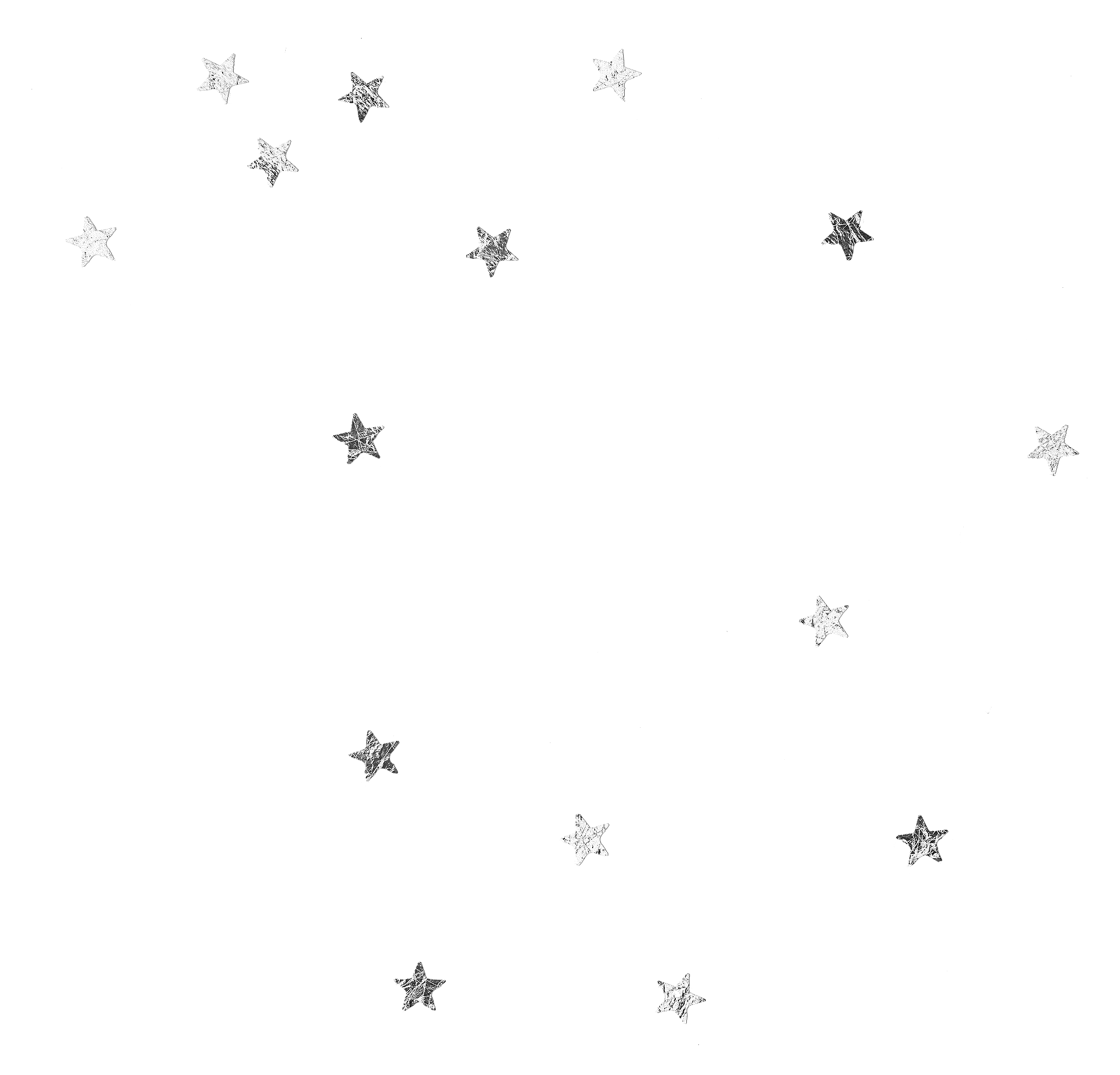 White stars with textured surfaces scattered on a black background.