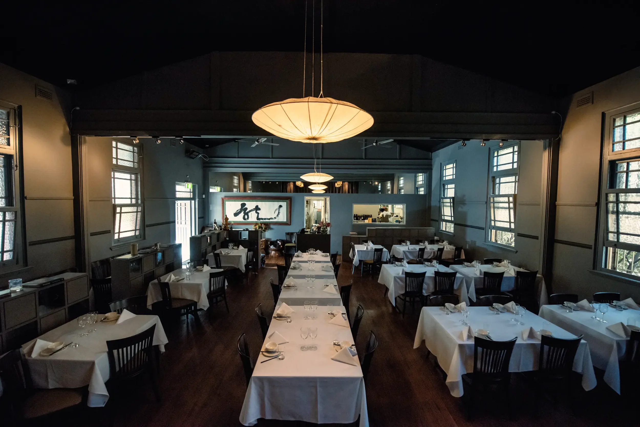 private dining moody atmosphere sydney restaurant white tables