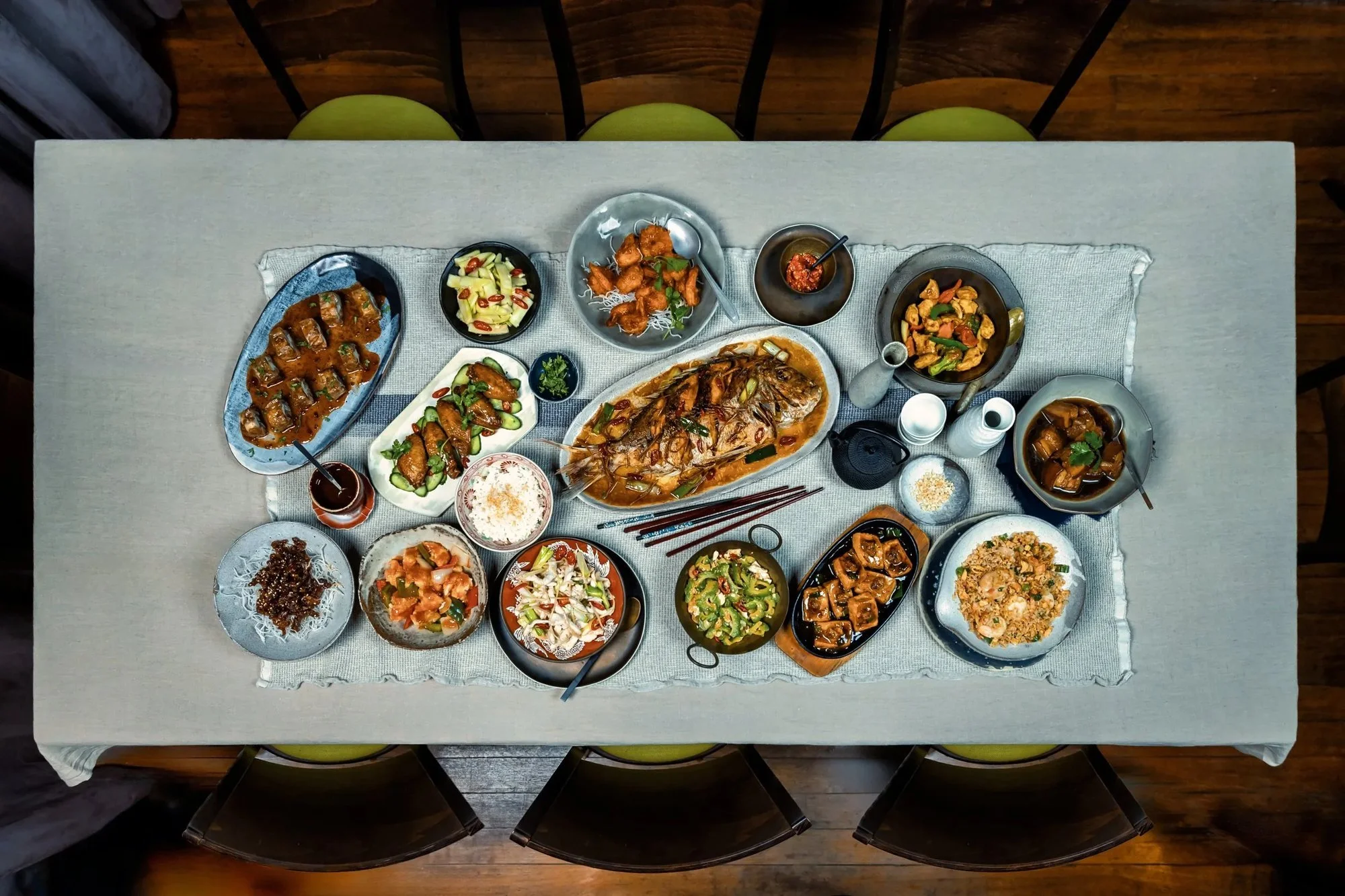 Taiwanese banquet spread at Blue Eye Dragon