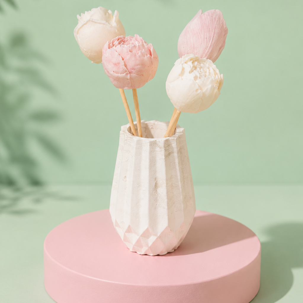 Vase marbré et ses 4 fleurs 🌷