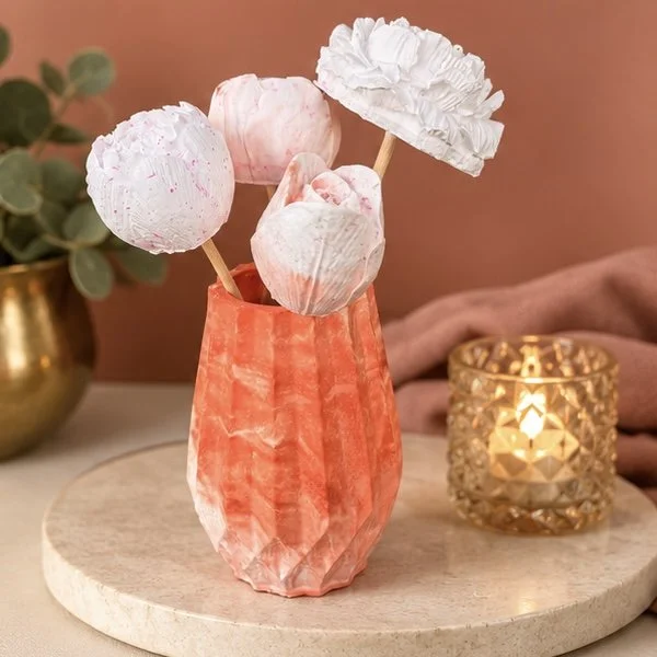 Vase marbré et ses 4 fleurs 🌷