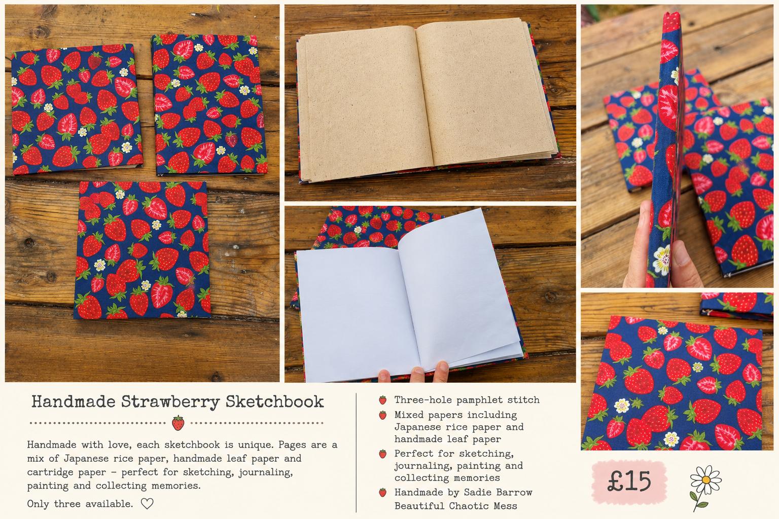 Handmade Strawberry Sketchbook