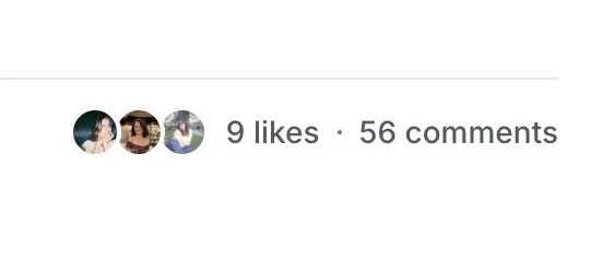 Social media post showing 9 likes and 56 comments with profile icons of three users.