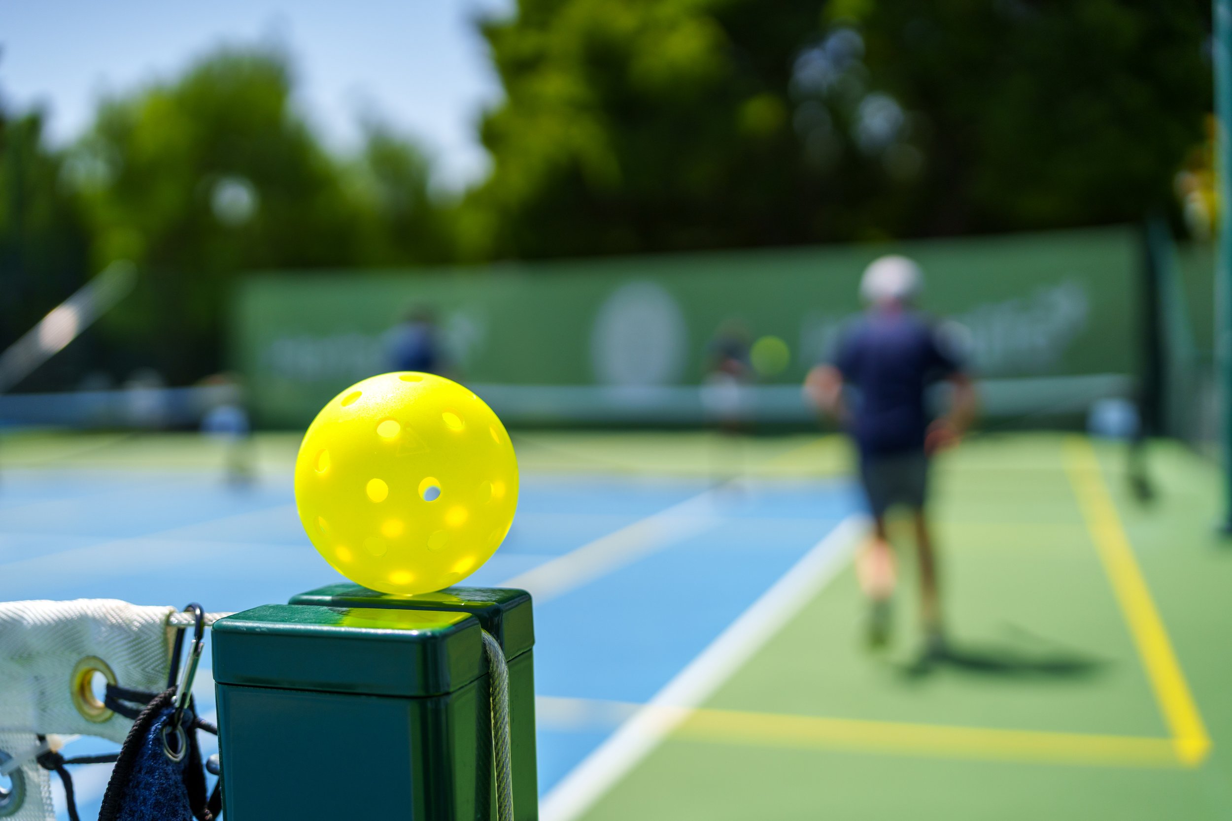 A pickleball on the court during the Lisboa Open Tournament