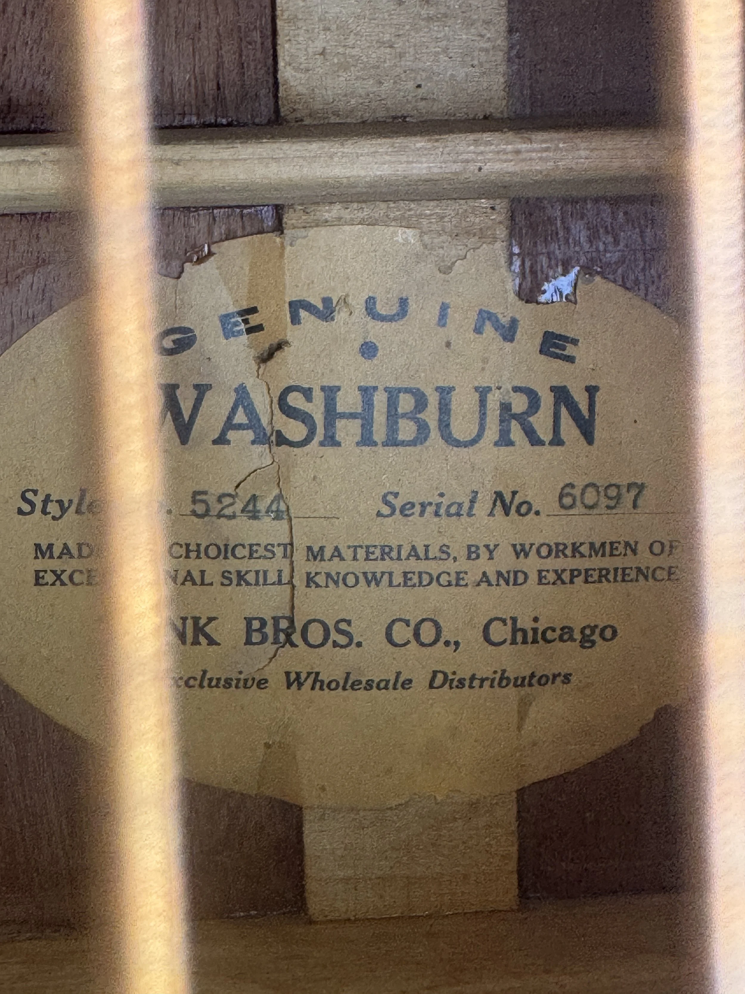 inside label Washburn 5244