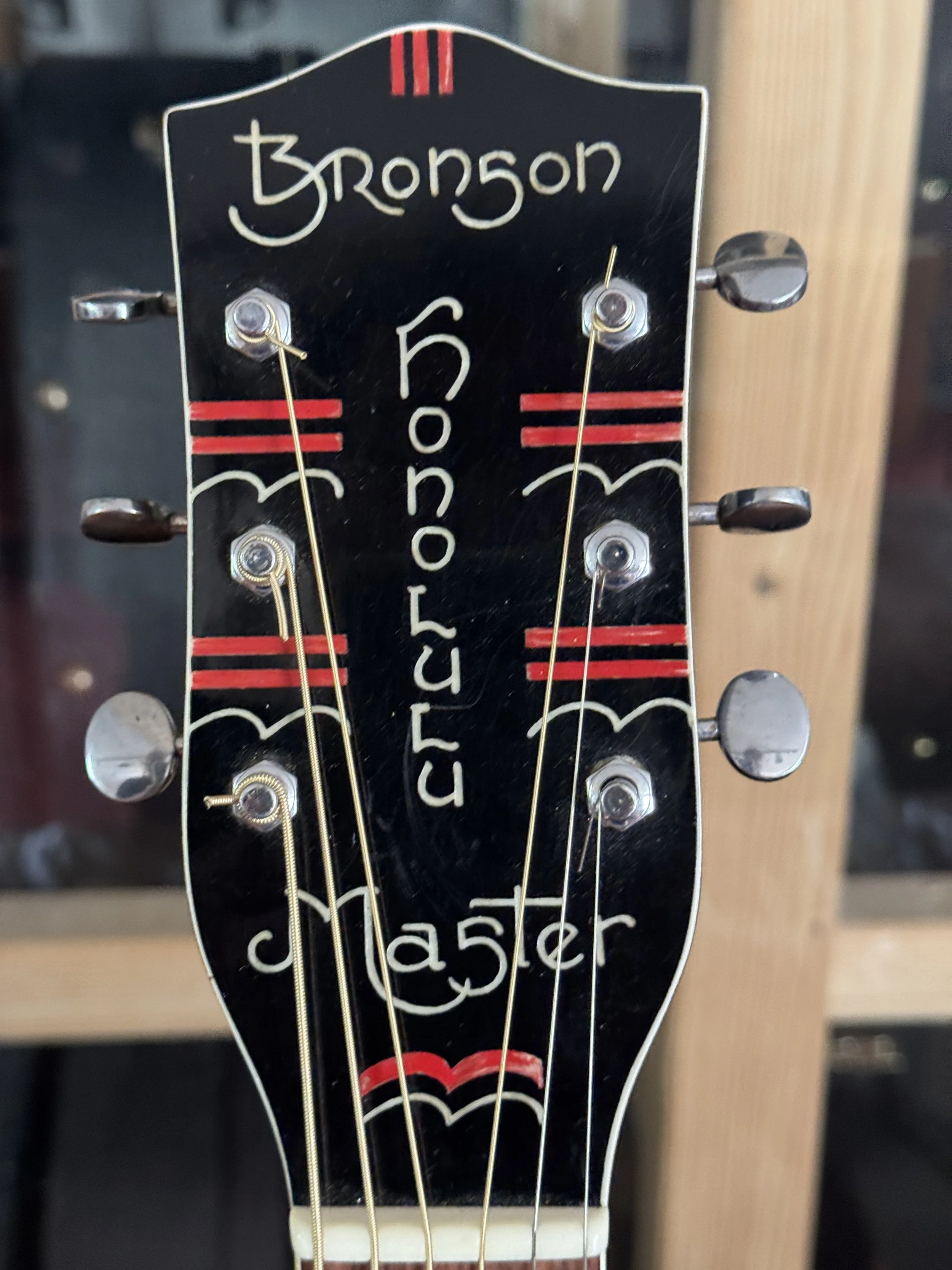 art deco inlayed headstock Bronson Master Jumbo 1938