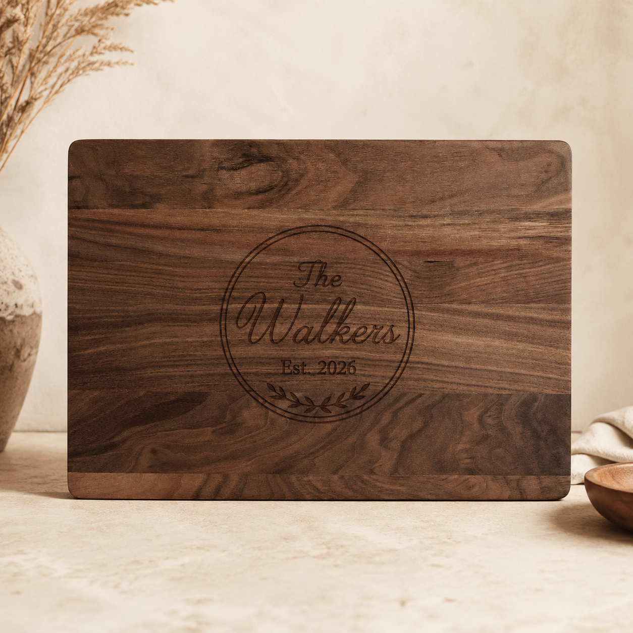 Personalized Solid Walnut Cutting Board