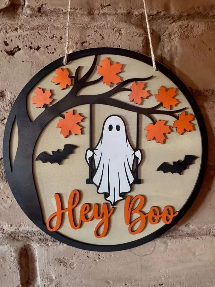Hey Boo 12" Door Hanger