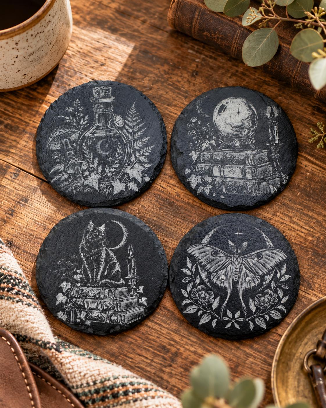 Mystic Moon Slate Coaster Set