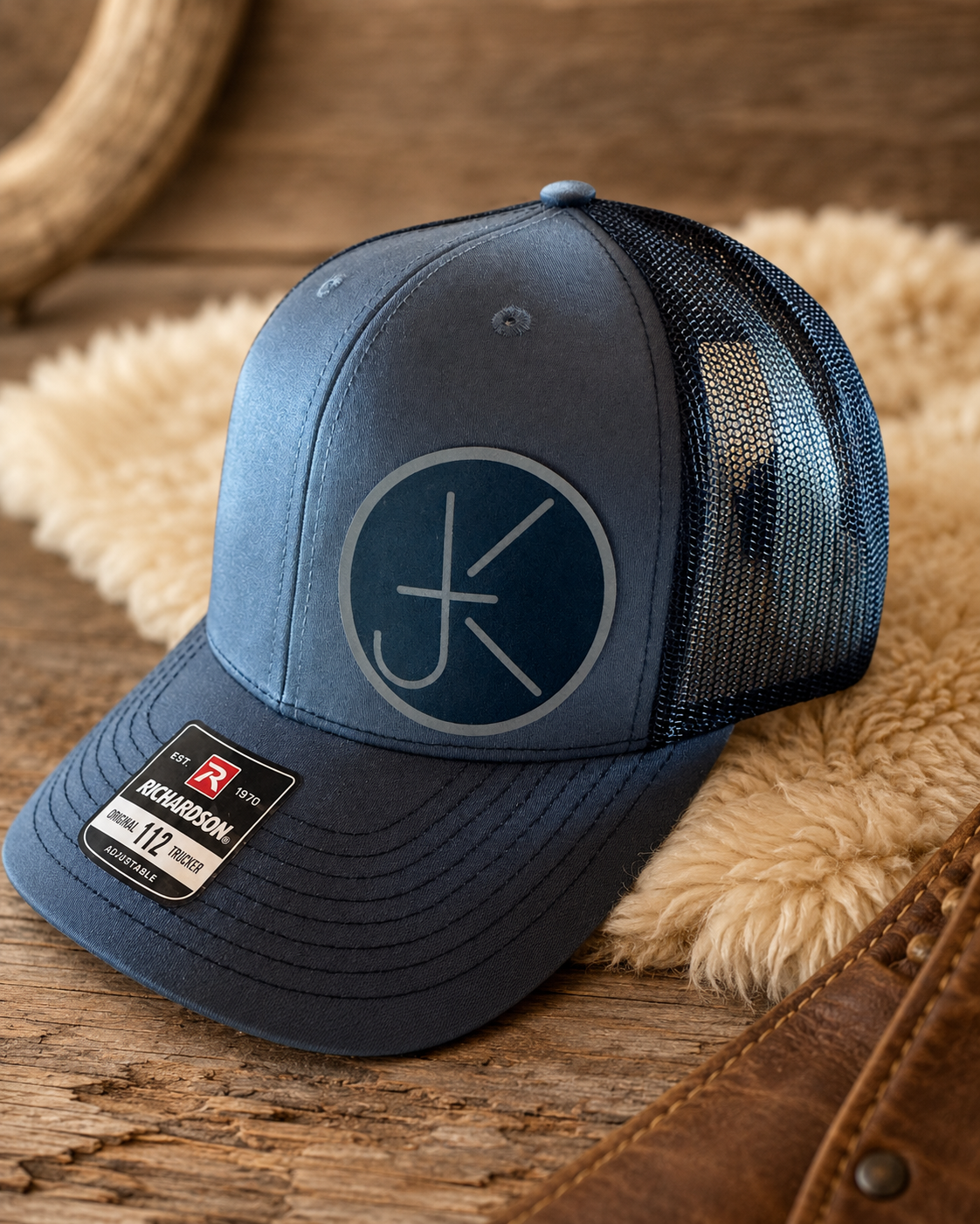 j bar k custom silicone round patch hat 