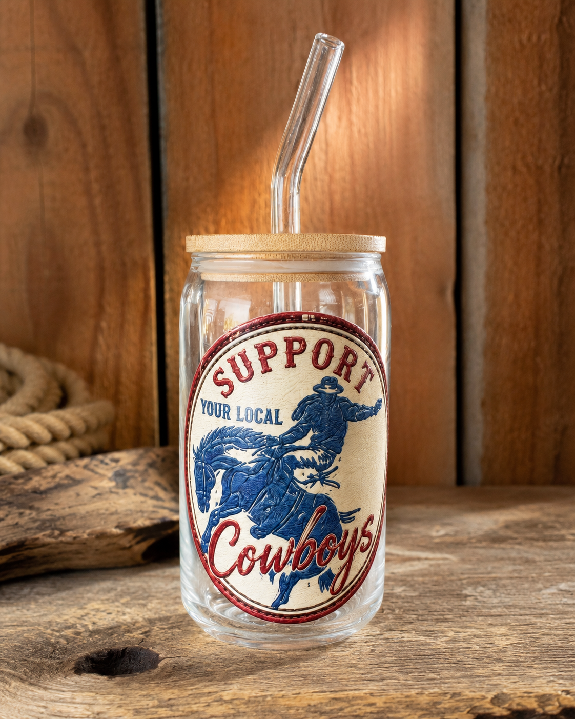 Support Your Local Cowboys Glass Tumbler