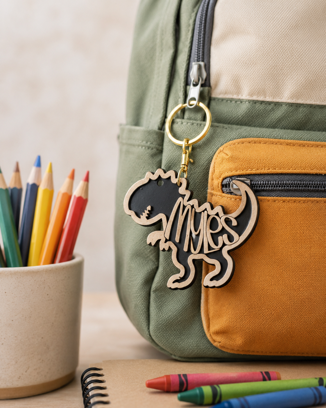 T-Rex key chain with name 
