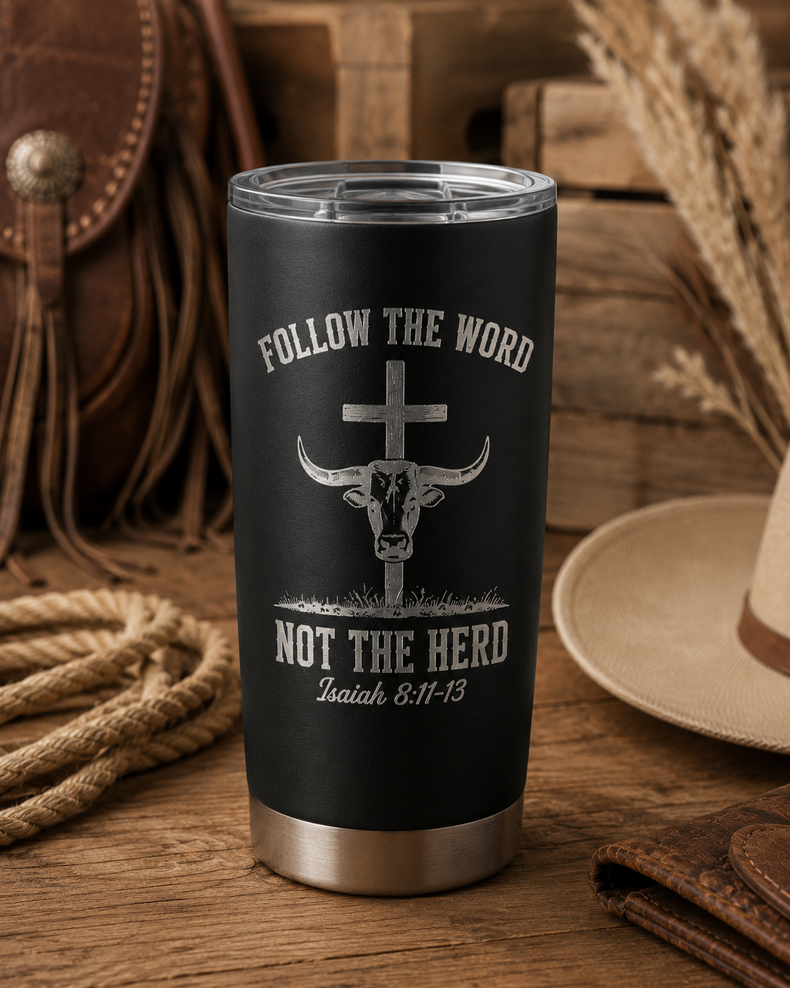 follow the word not the herd engraved tumbler