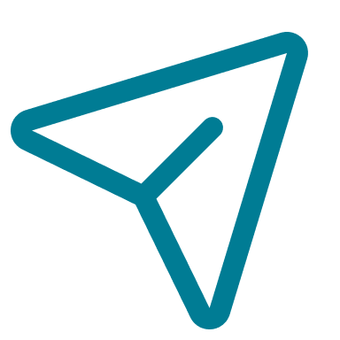 A simple teal paper plane icon on a light gray background.