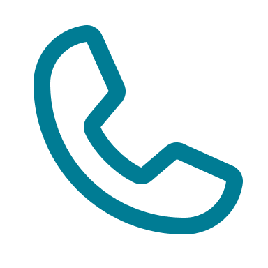 Teal phone handset icon on a light gray background, representing a telephone or call feature.