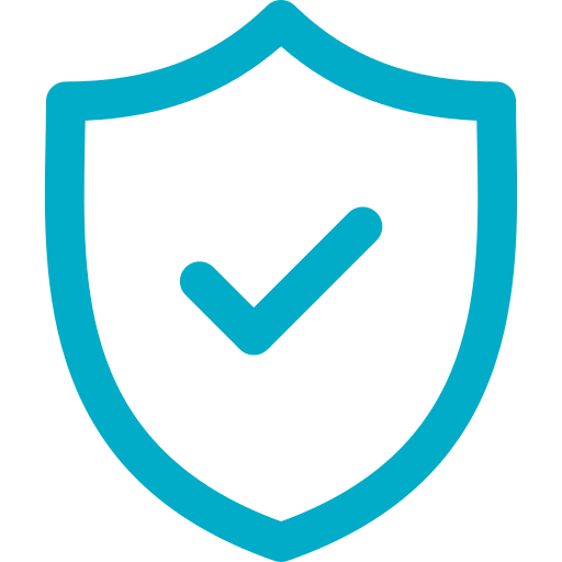 Blue shield icon with a checkmark in the center.