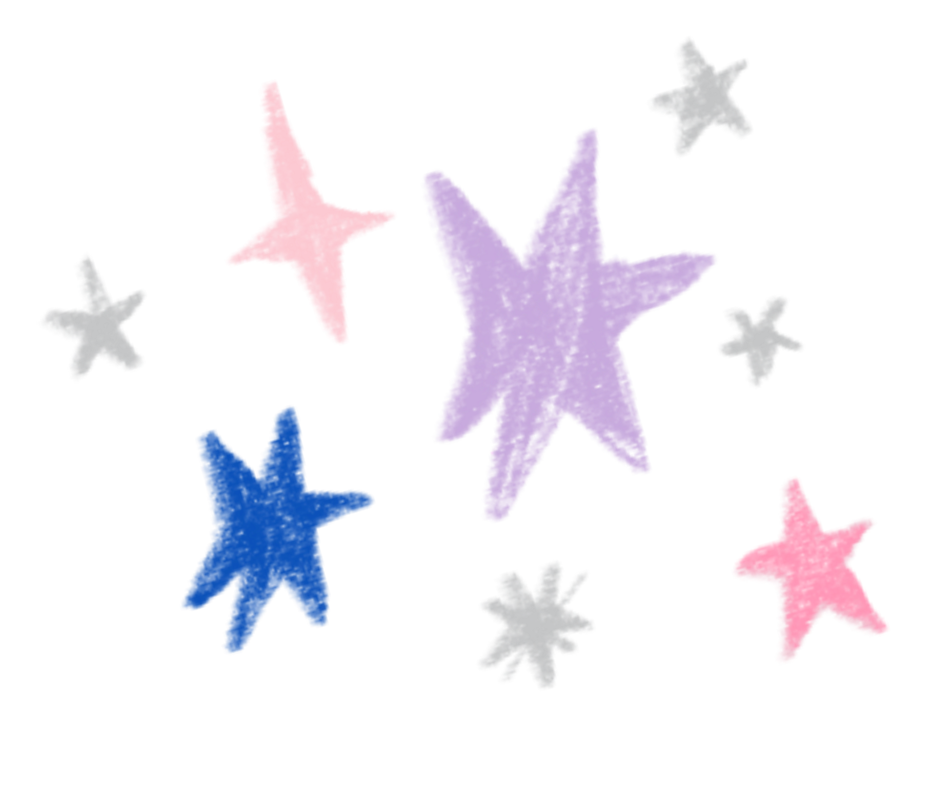 Colorful star and snowflake shapes on a black background.