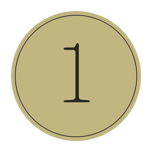 Eine goldene Medaille mit der Nummer 1 in der Mitte auf schwarzem Hintergrund.