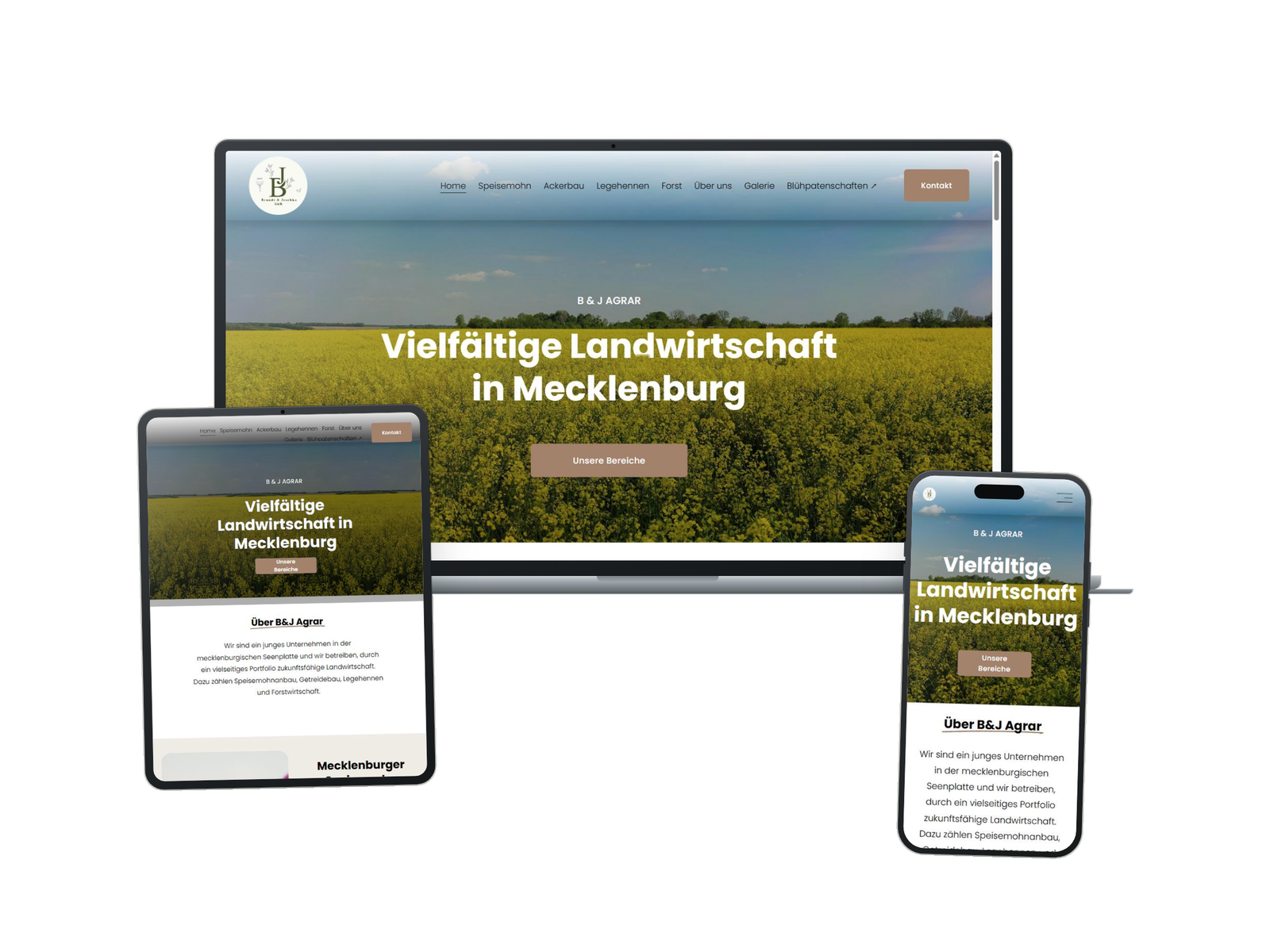 Website Mockup von B&J Agrar