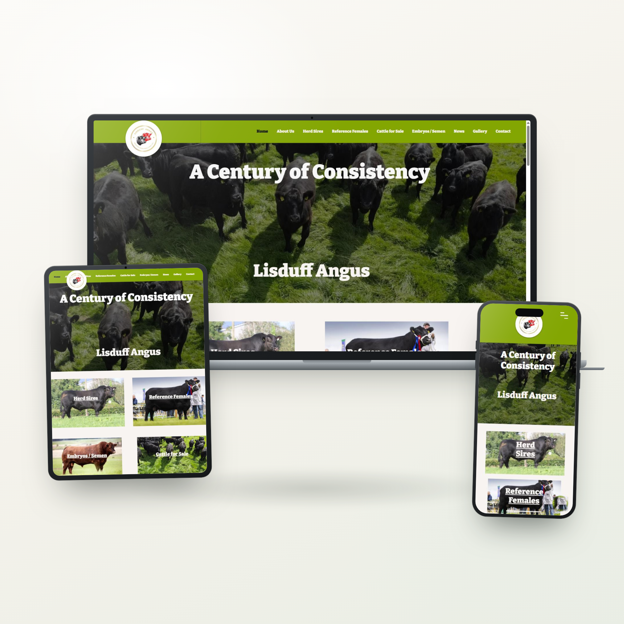 Webseite-Mockup von Lisduff Angus