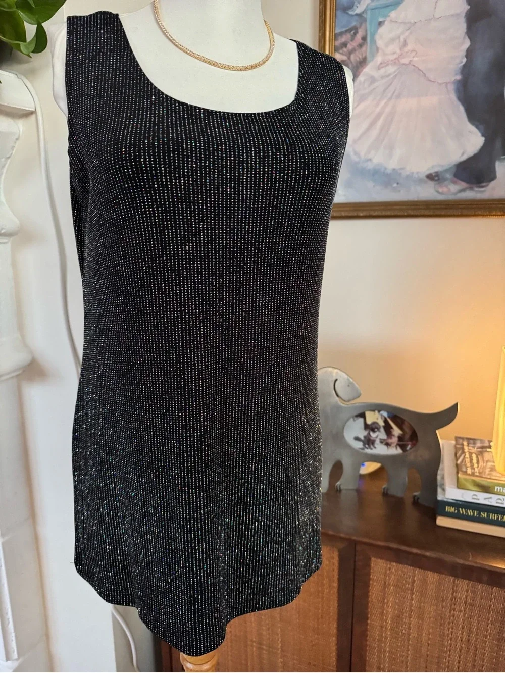 Ronni Nicole Black Metallic Shimmer Sleeveless Tank