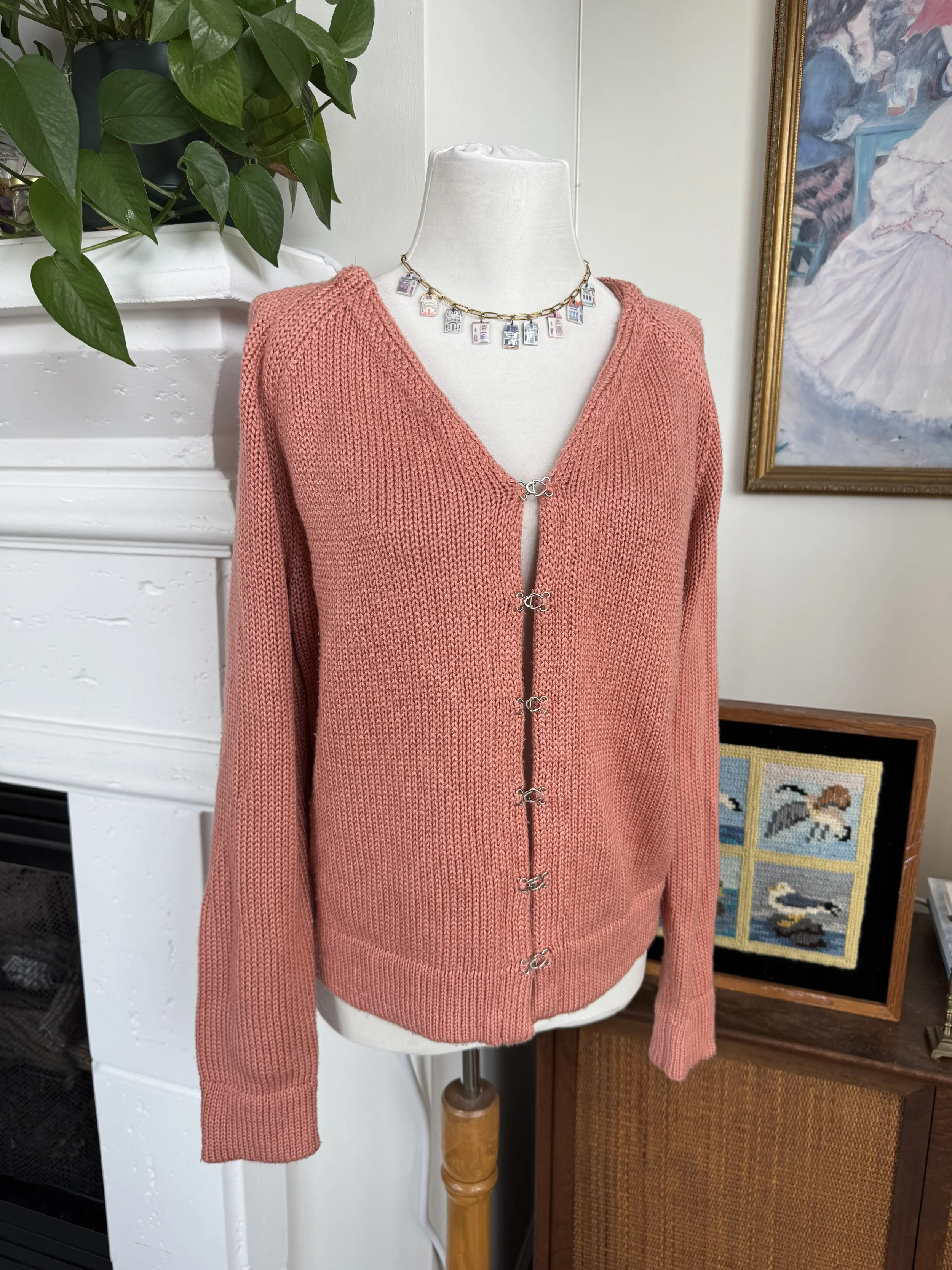 Italian Coral Clasp Front Cardigan