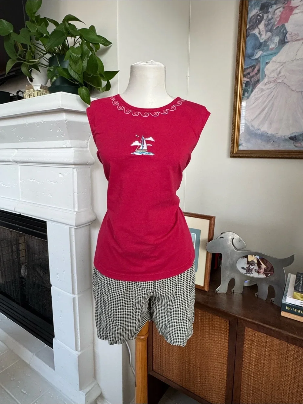Sailboat Embroidered Sleeveless Top