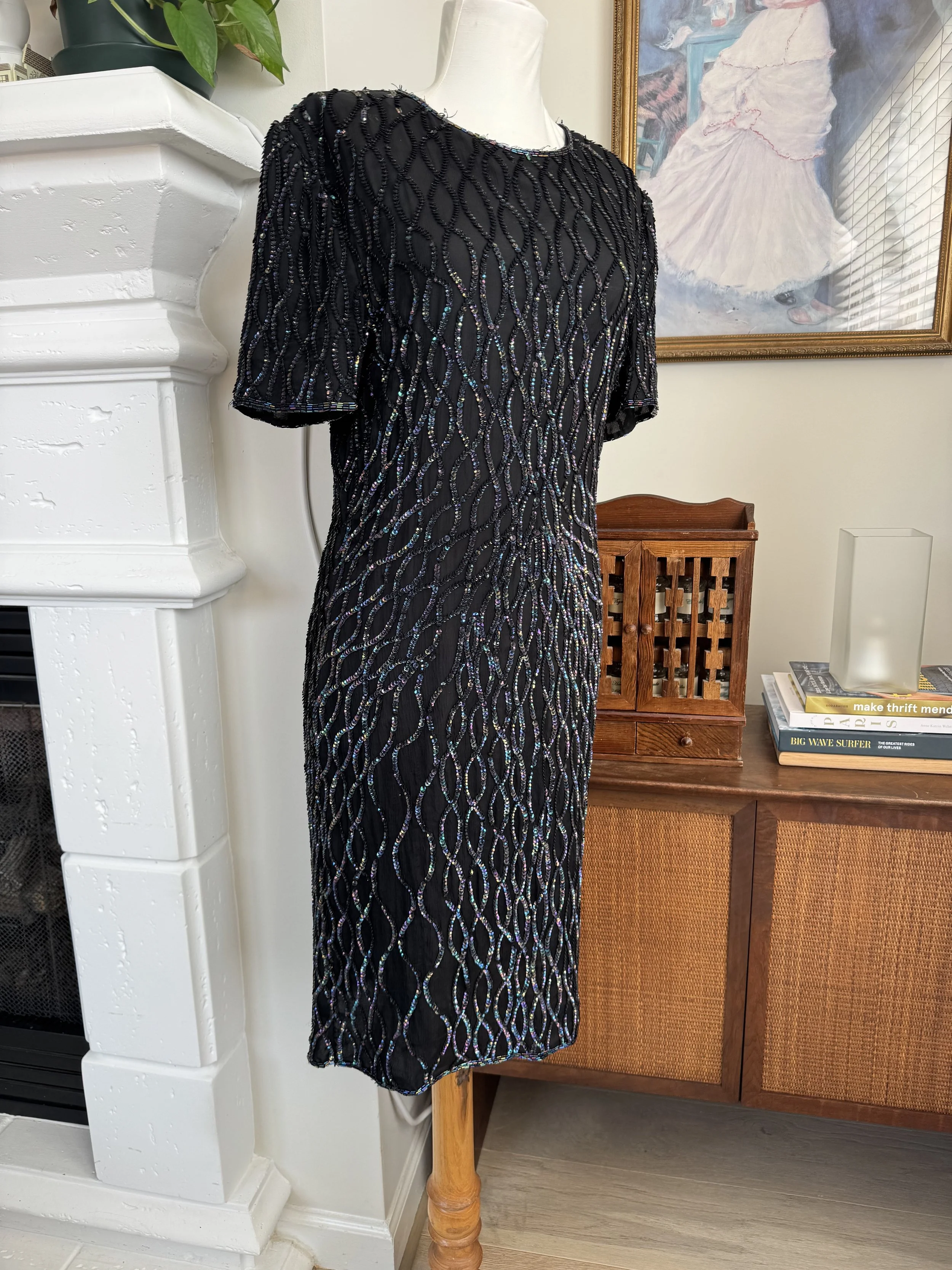 Vintage Iridescent Sequin Shimmer Dress