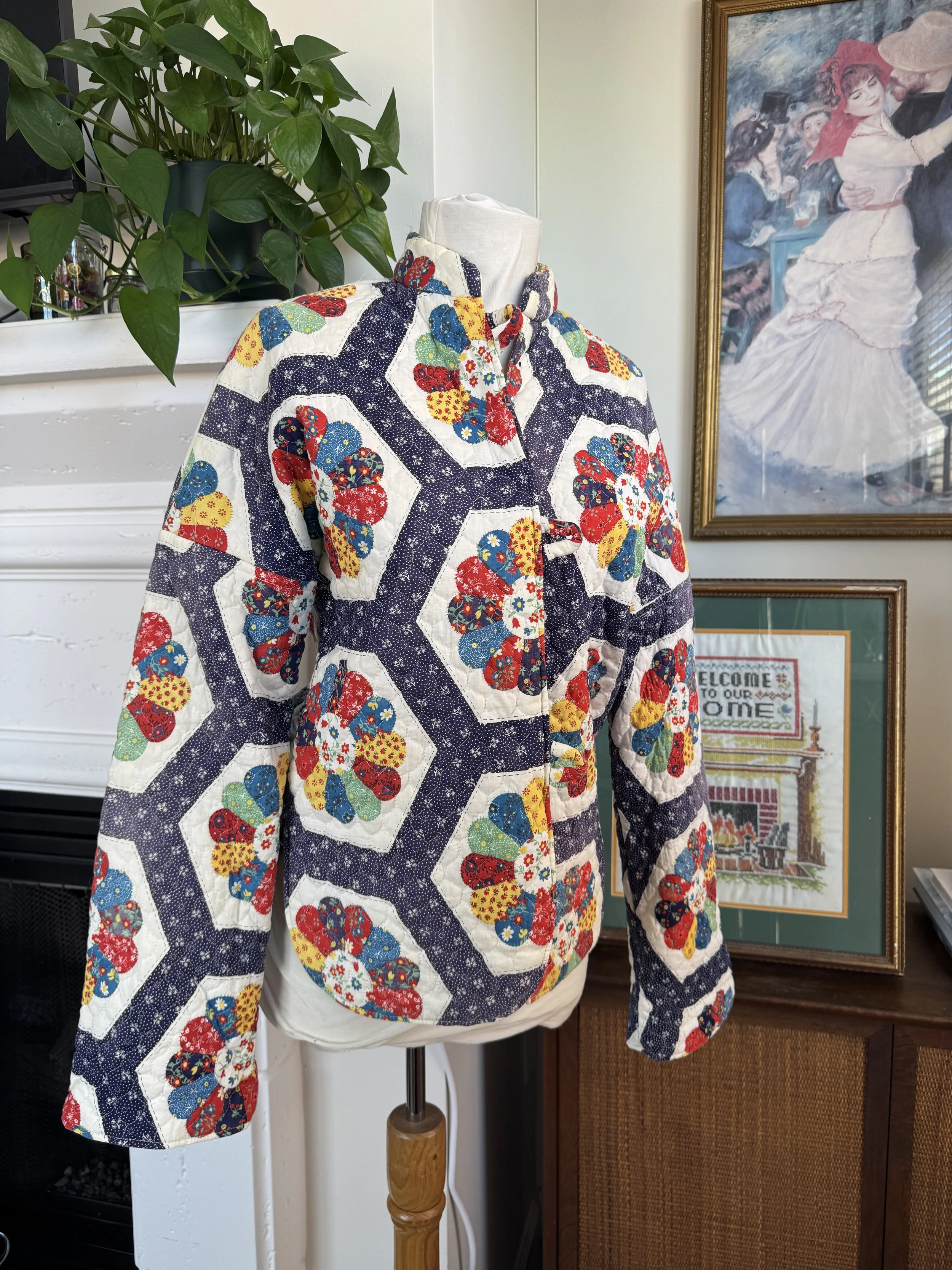 Vintage Grandma’s Flower Garden Quilt Jacket