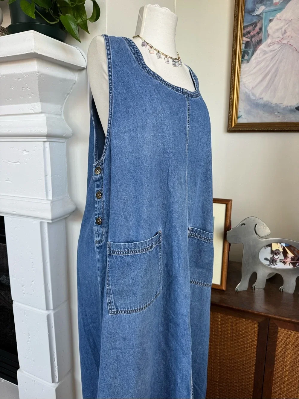 Vintage 90’s Denim Button-Side Dress