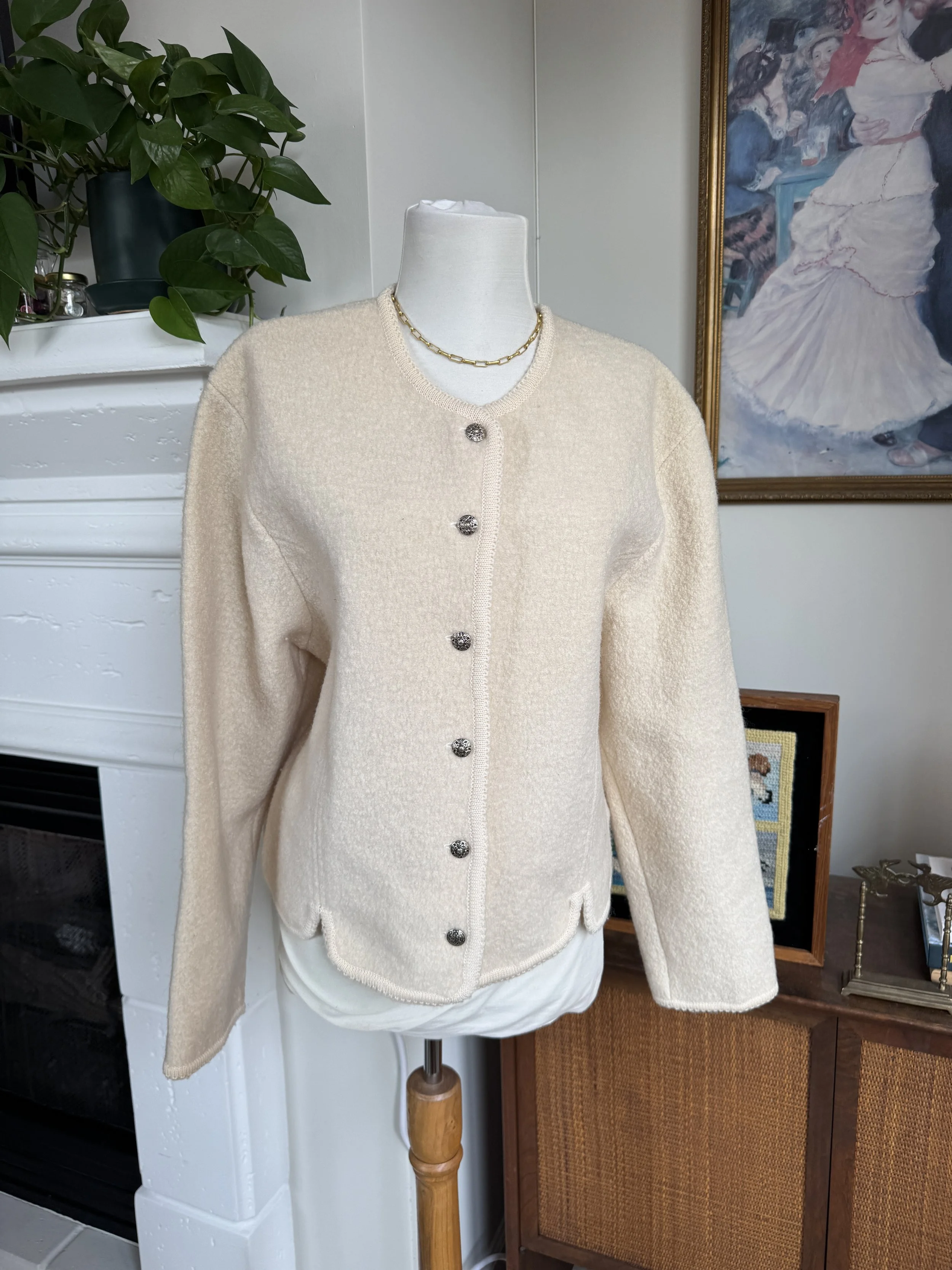 Orvis Boiled Wool Ivory Jacket Cardigan