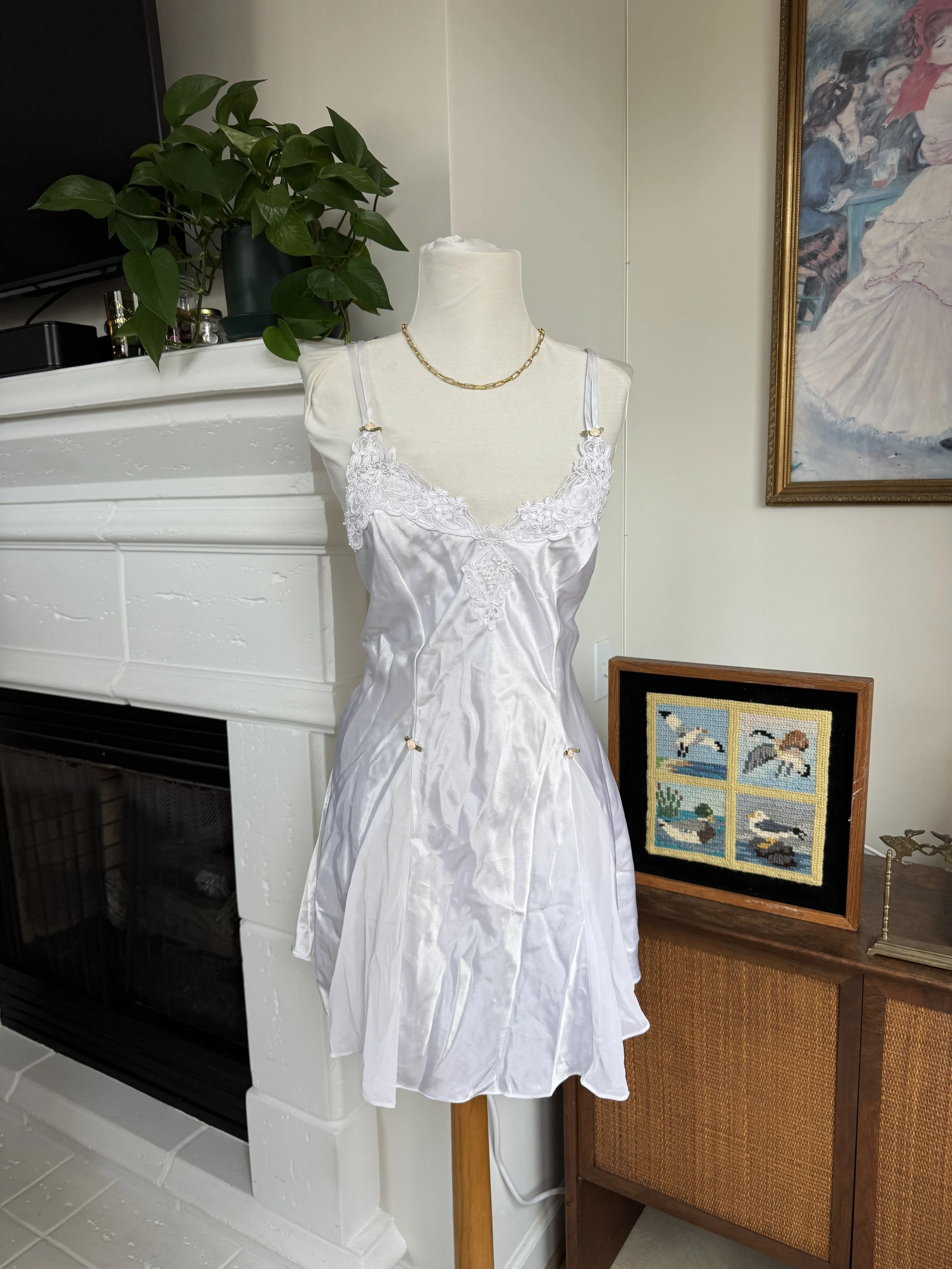 Vintage Slip Nightgown Rose Detail