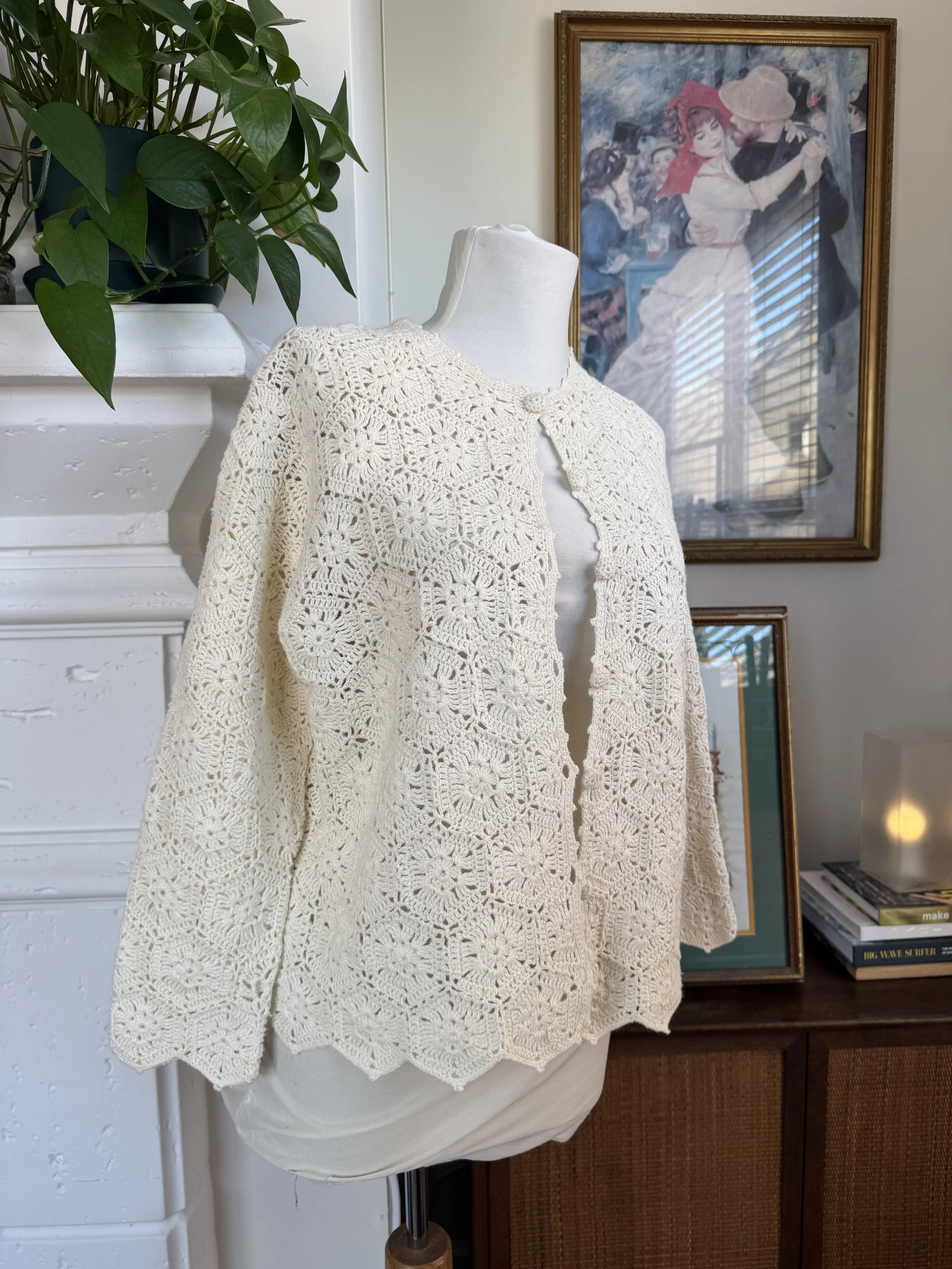 Vintage Lace Crochet Button Cardigan