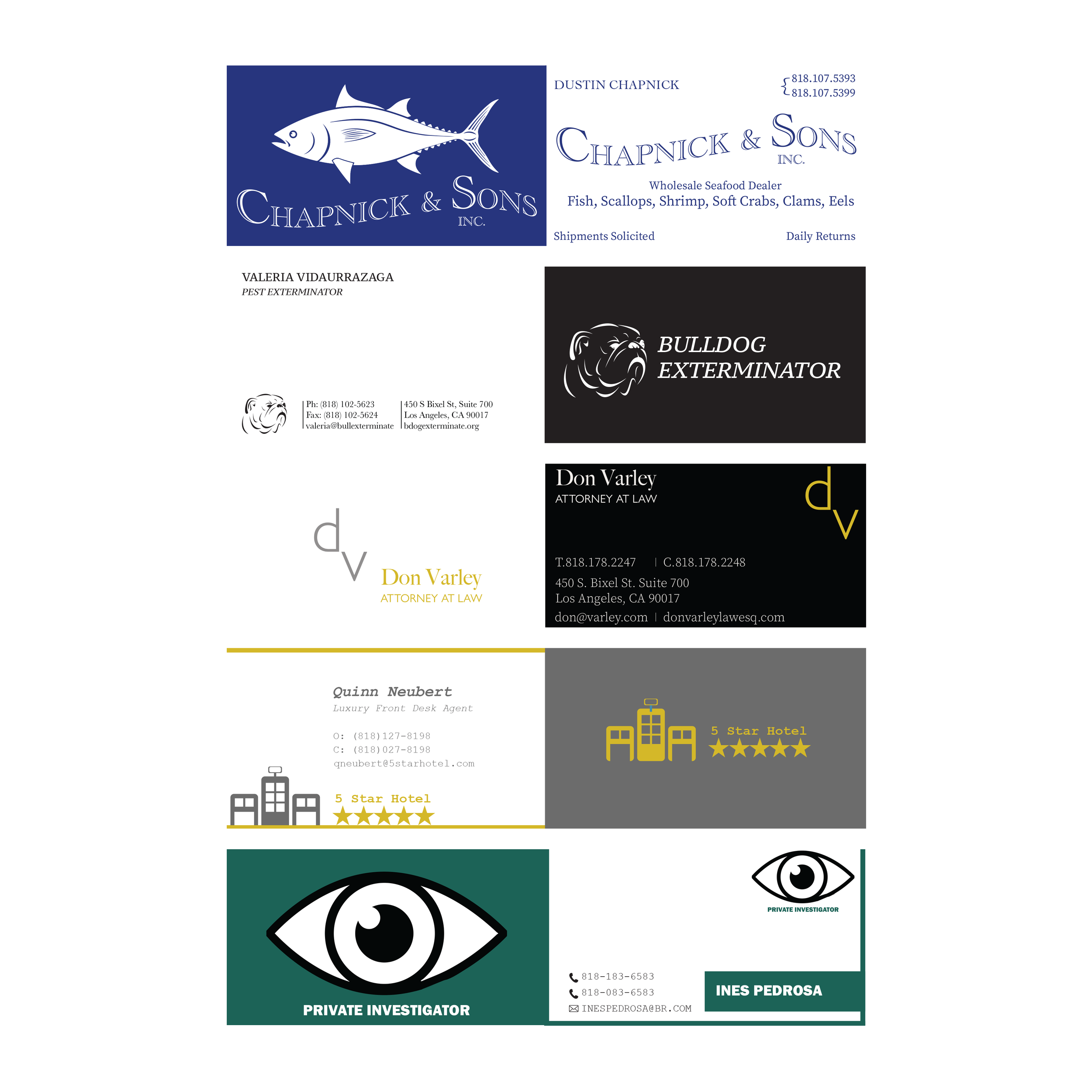 Lot of custom business cards for investigator office.