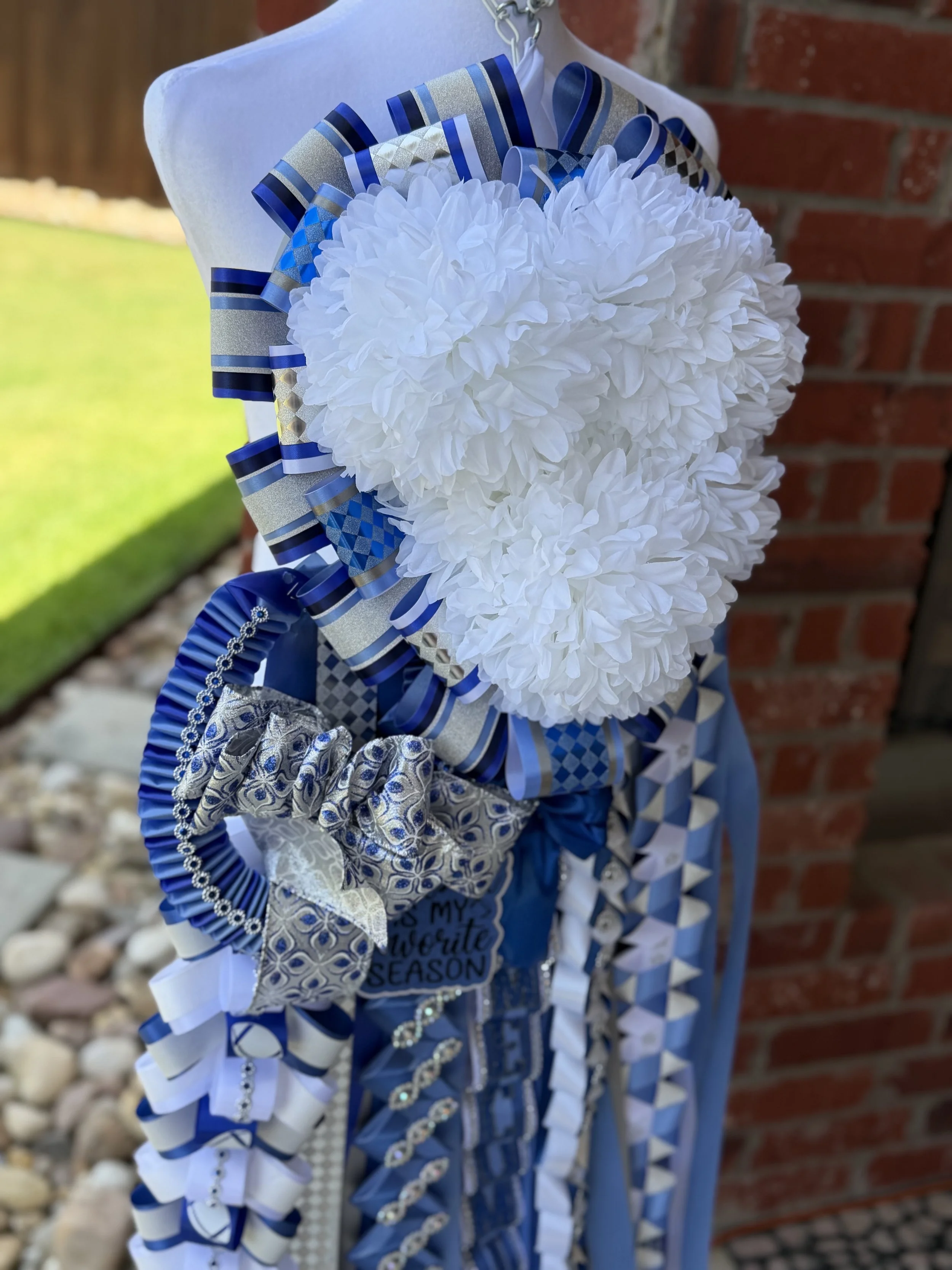 Navy, Royal and Silver Triple Heart