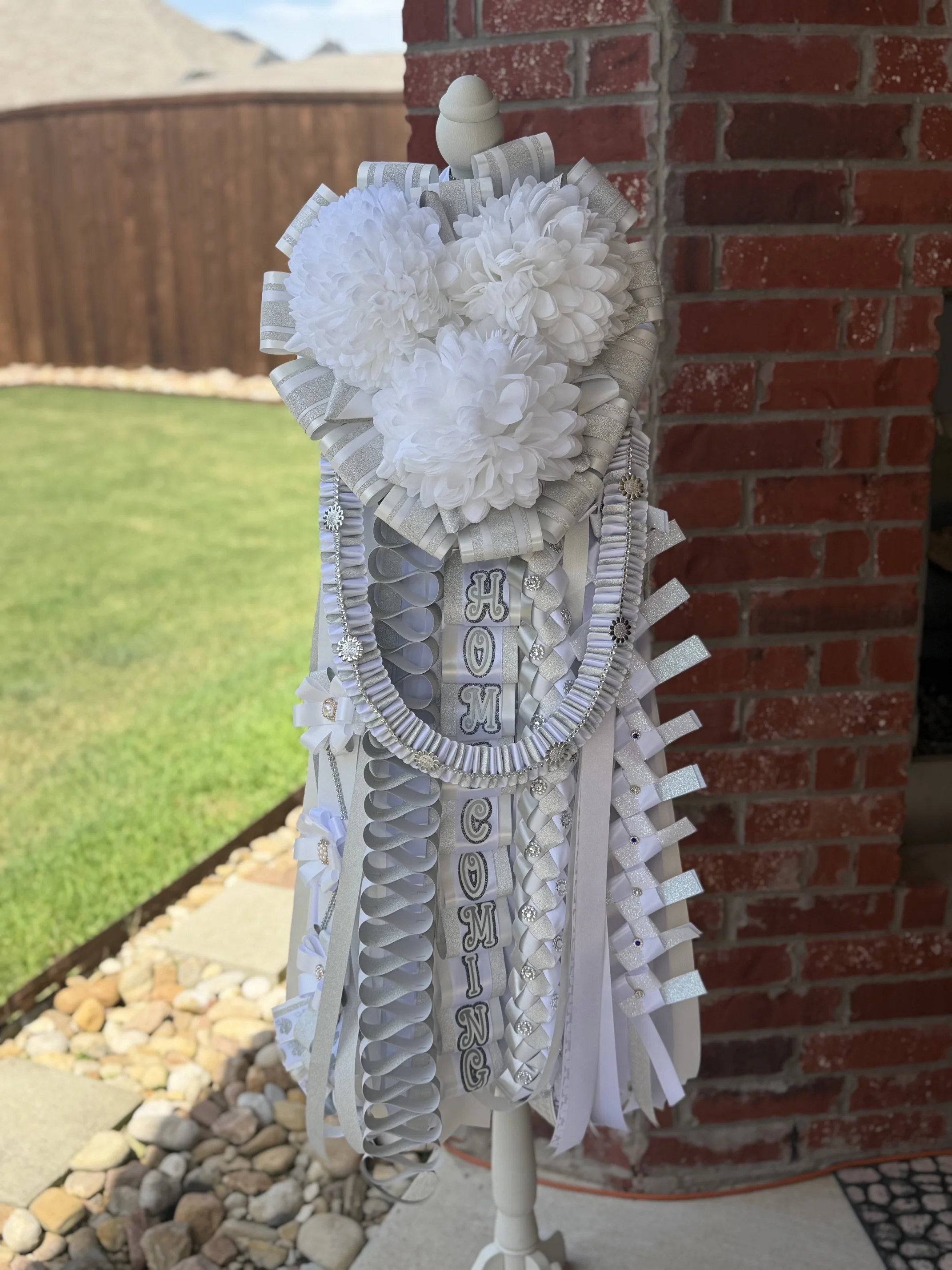 Silver and White Triple Heart