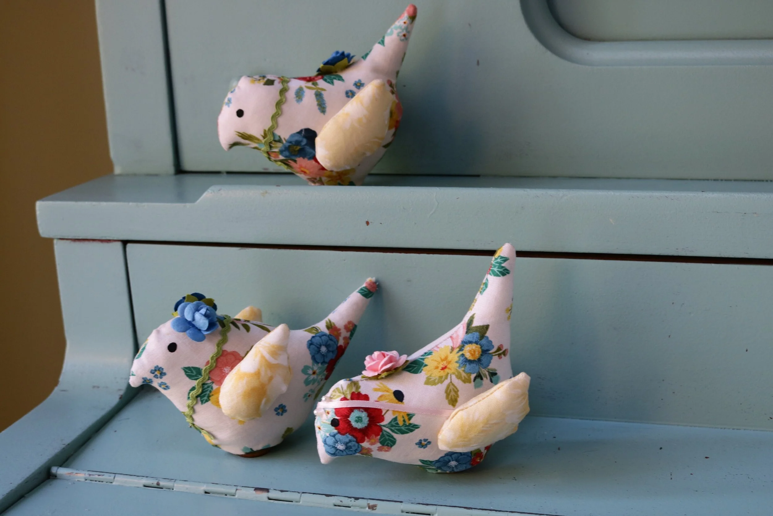 Fabric Birds Set, Shabby Chic Birds, Hand sewn, Tilda Style (Set of 3) (Copy)