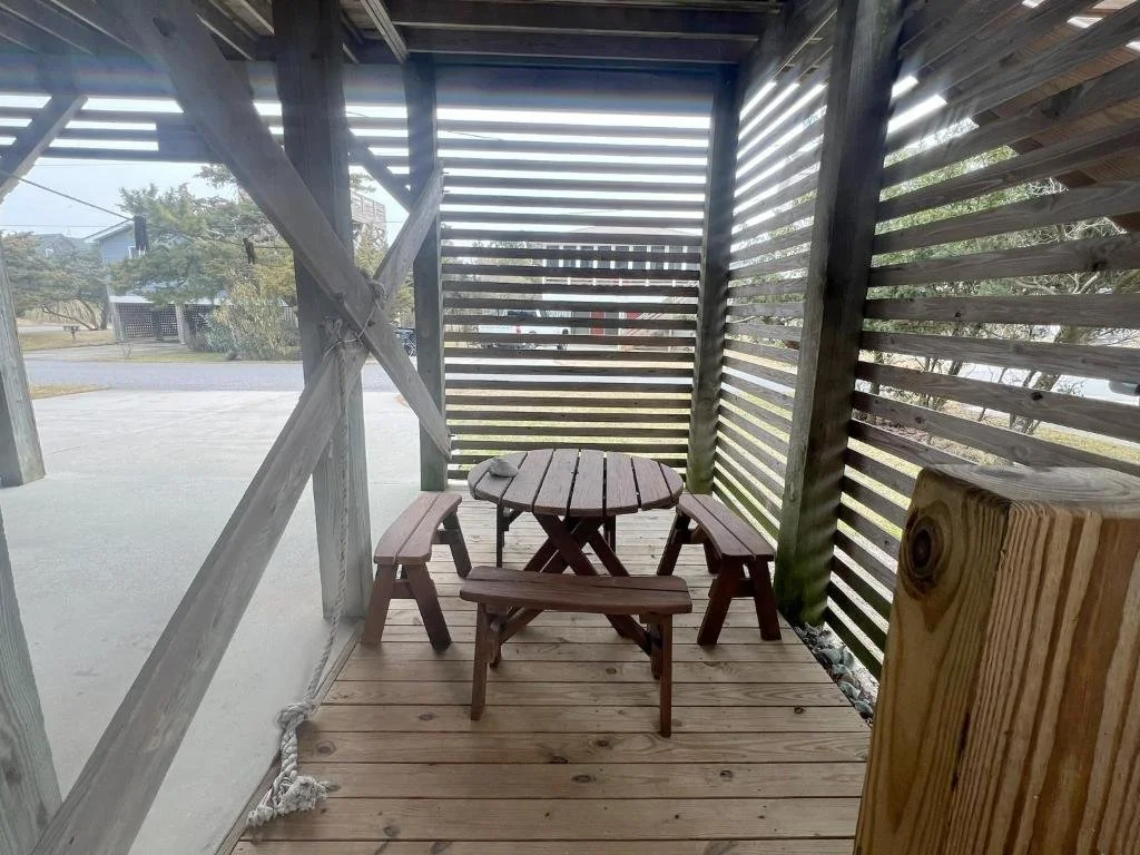 Picnic table under the home