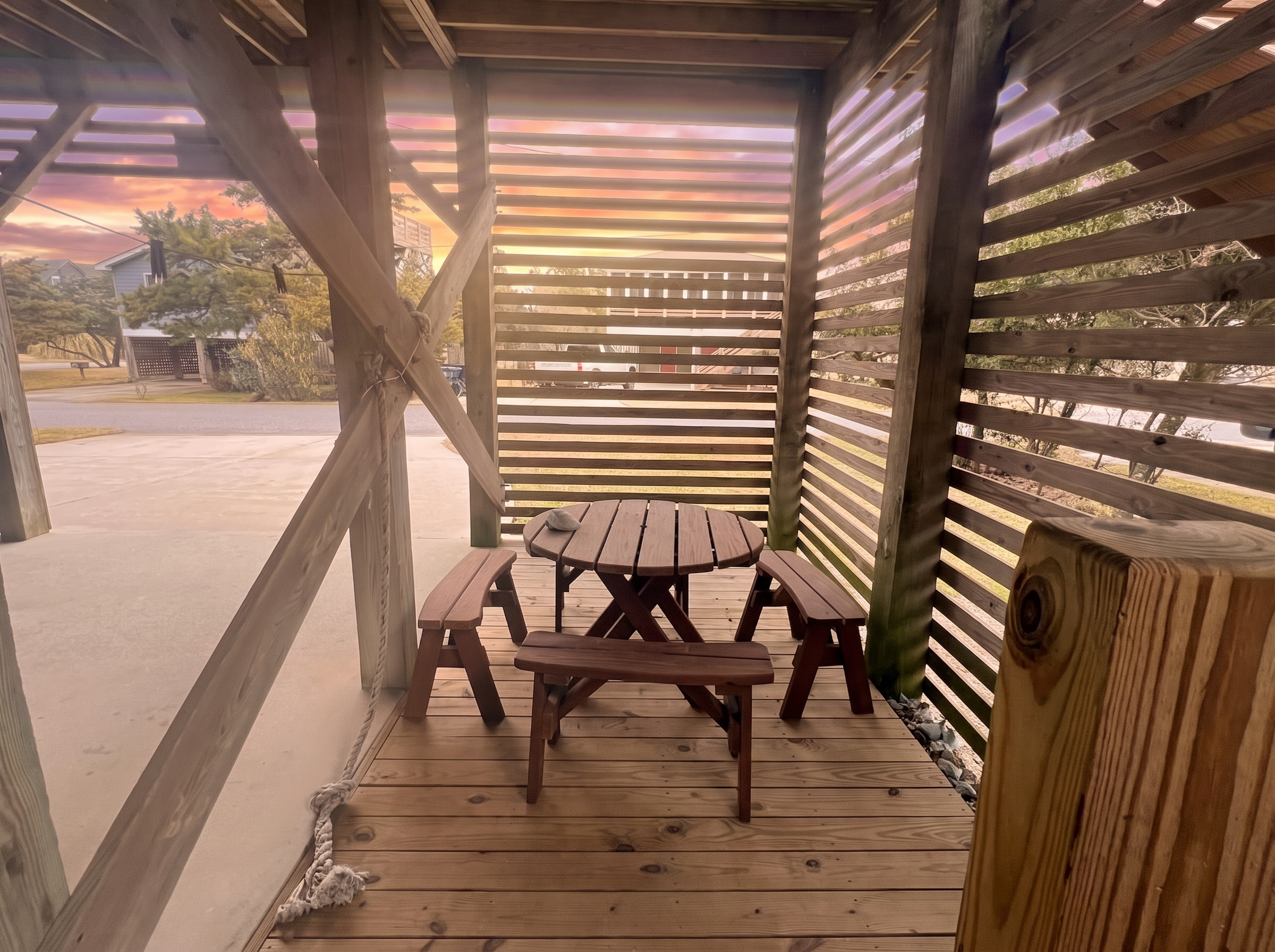 Picnic table under the house