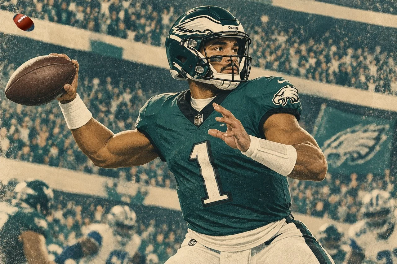 Jalen Hurts throwing a pass for the Philadelphia Eagles