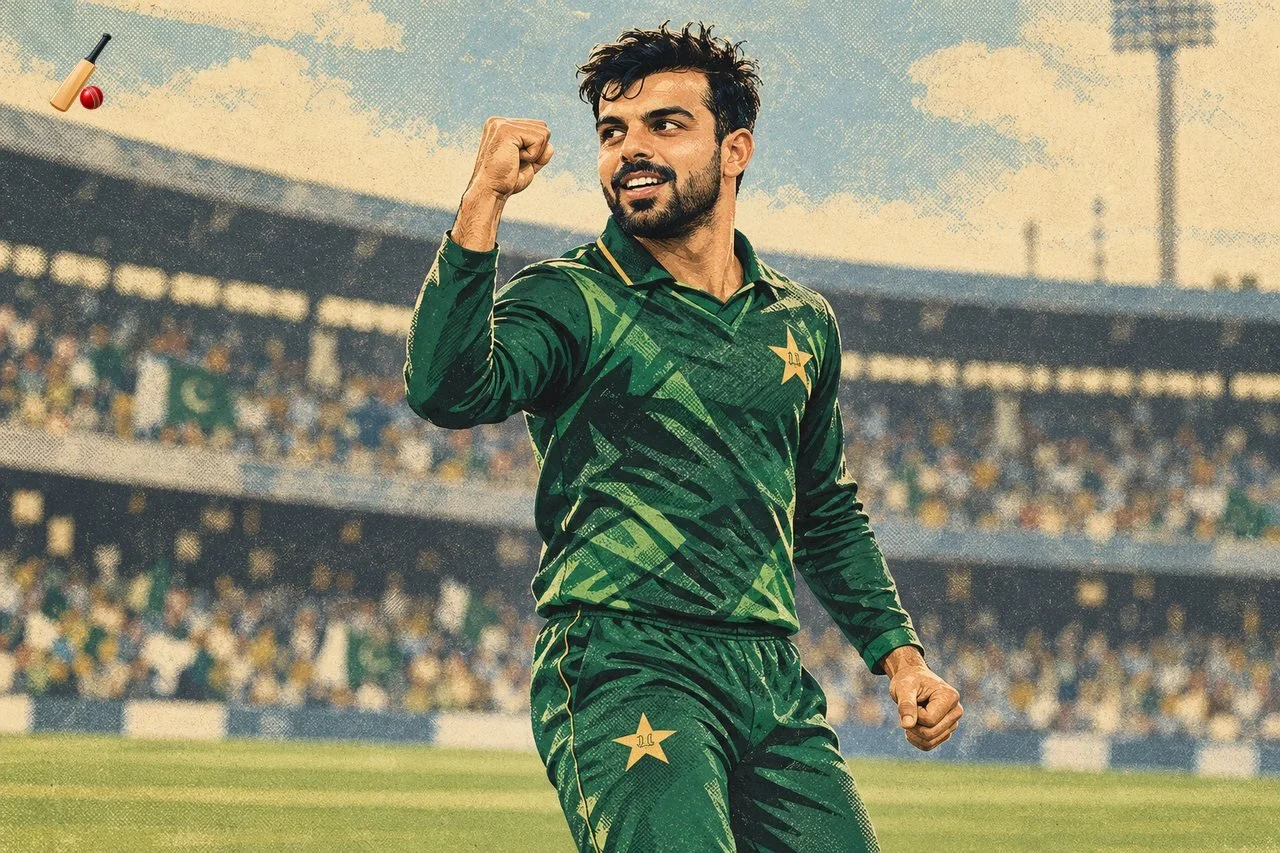 Shadab Khan celebrating during a one-day international for Pakistan