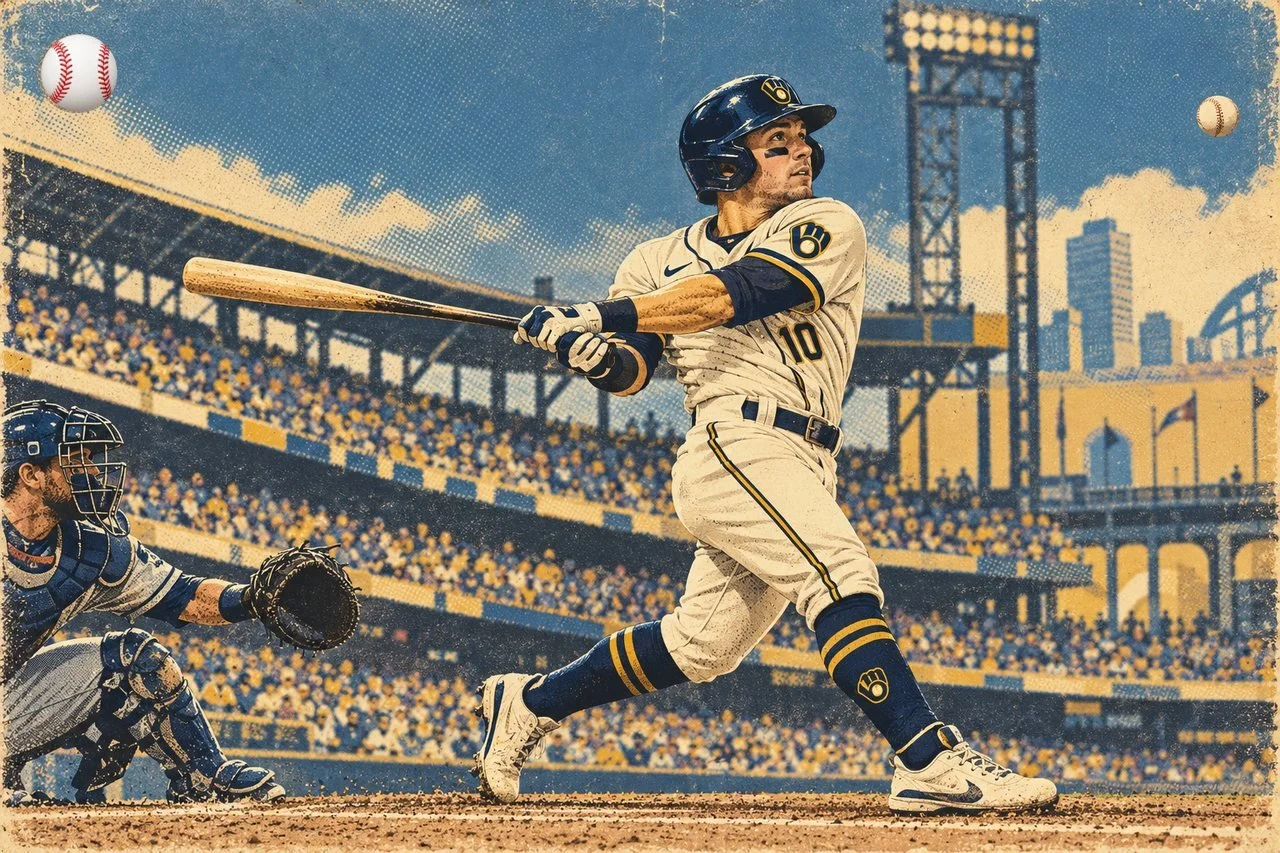 Milwaukee Brewers batter swinging during World Series Game 2