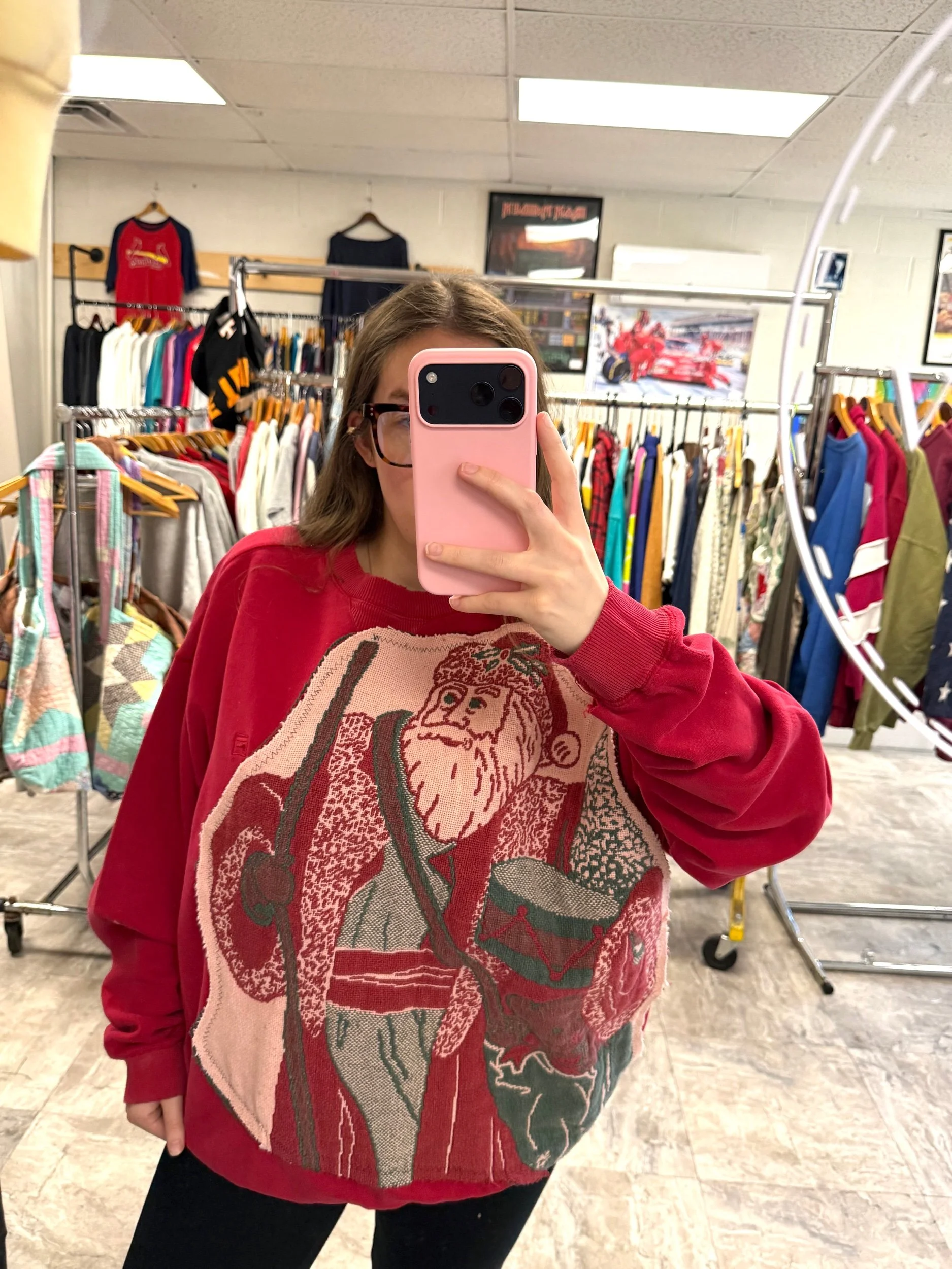 Christian themed tapestry crewneck