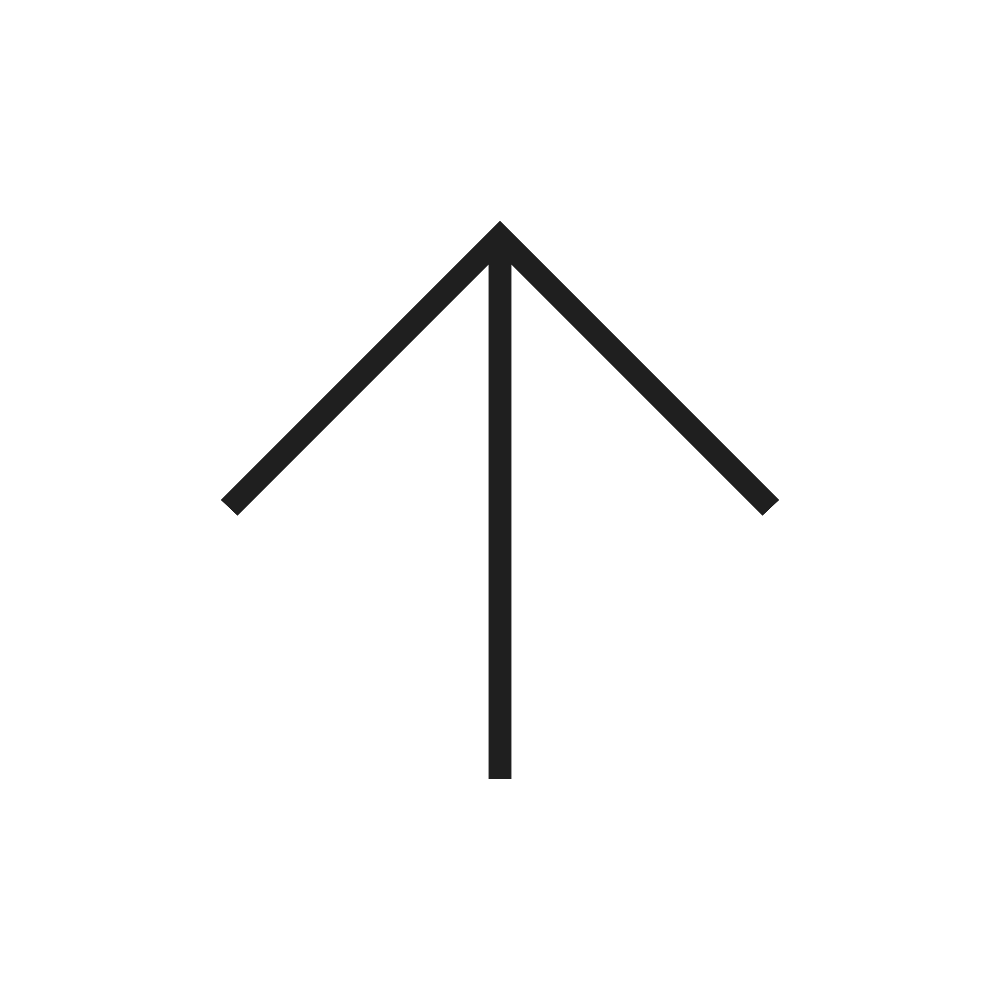 Black and white upward arrow pointing straight up.