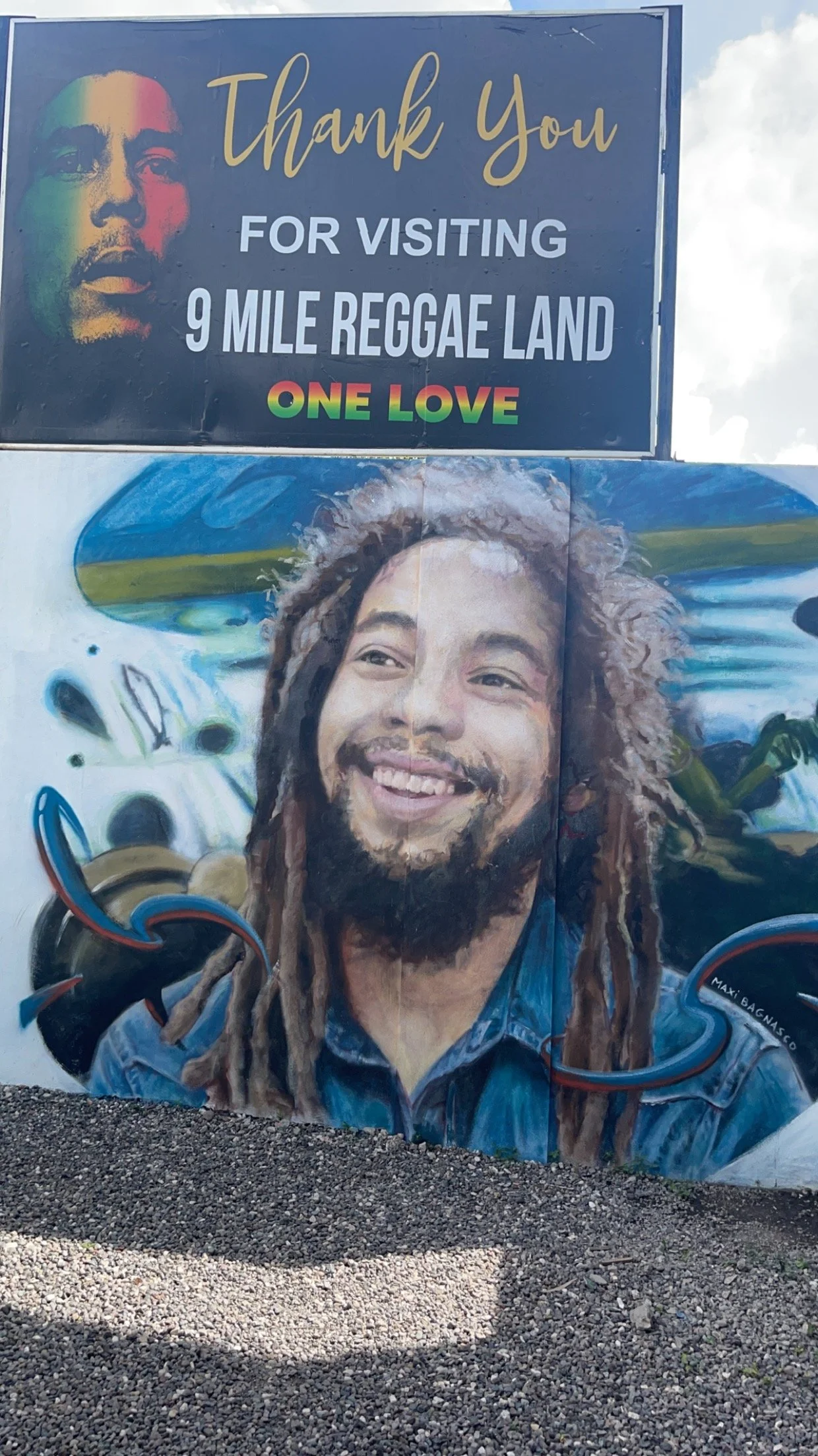 Bob Marley mural at a popular tourist attraction in Jamaica.